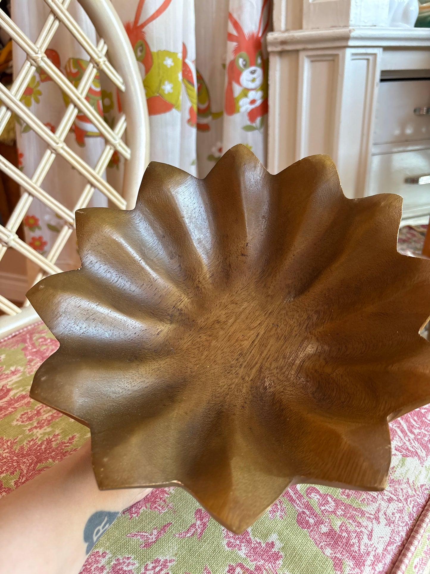 Handmade wooden fruit bowl