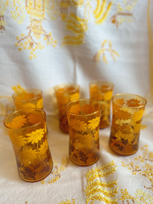 Set of 6 ombré flower juice glasses