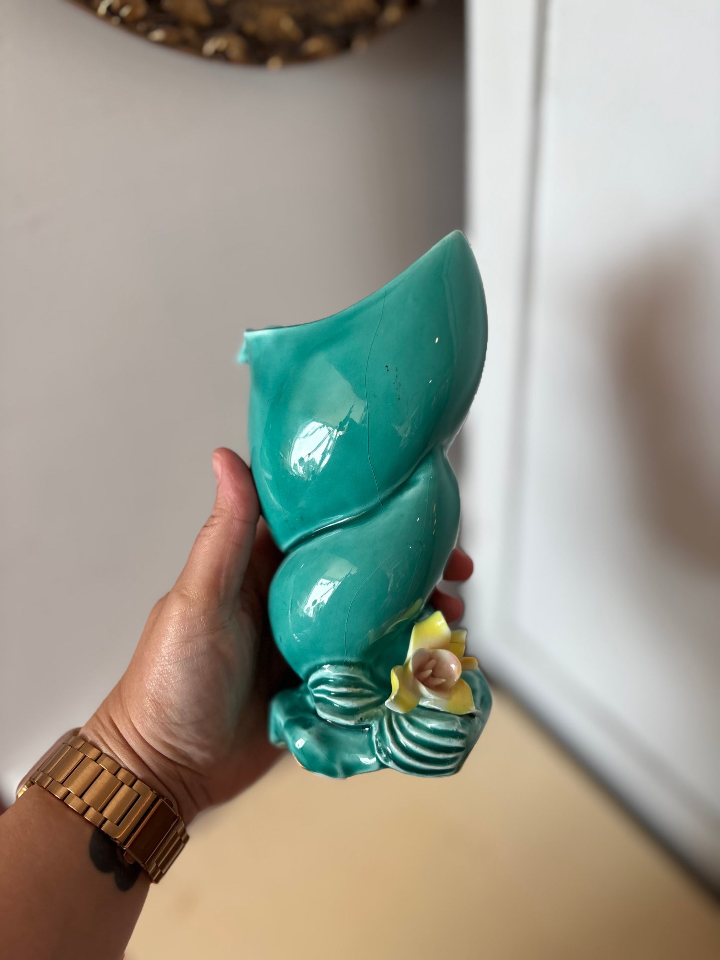 Rose pottery vase - made in Japan