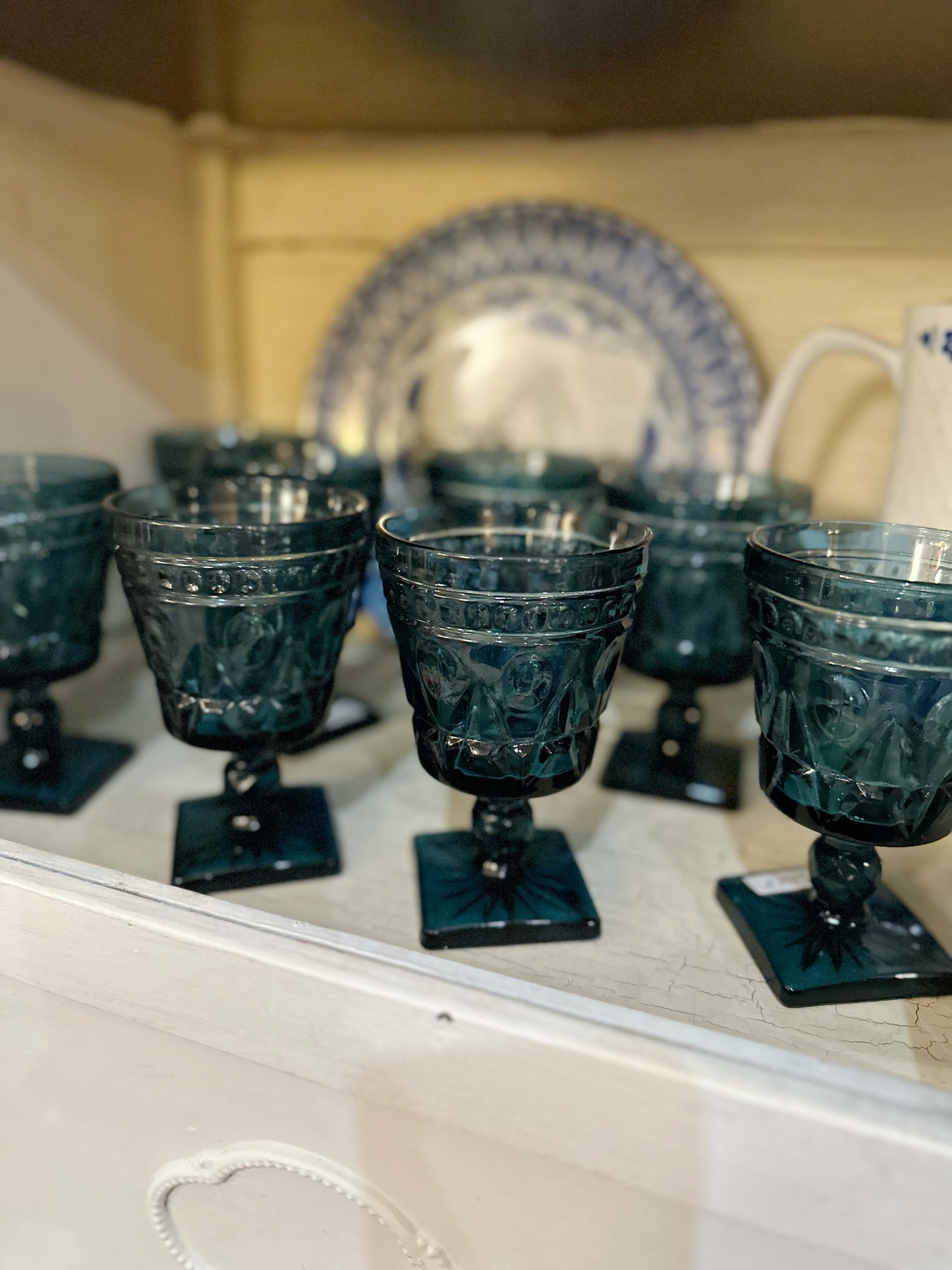 Set of 8 Vintage Park Lane Blue by Colony Wine Glasses