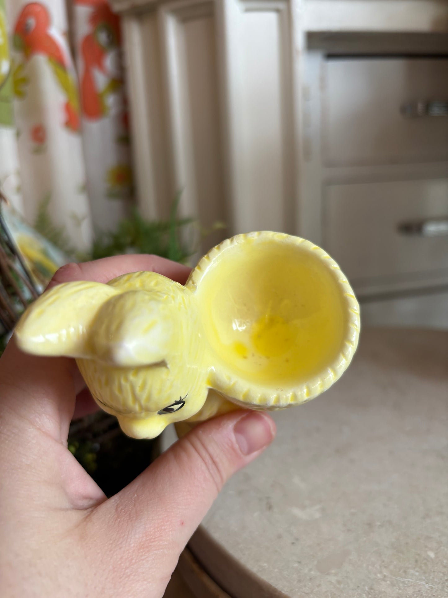 Yellow bunny ceramic egg cup