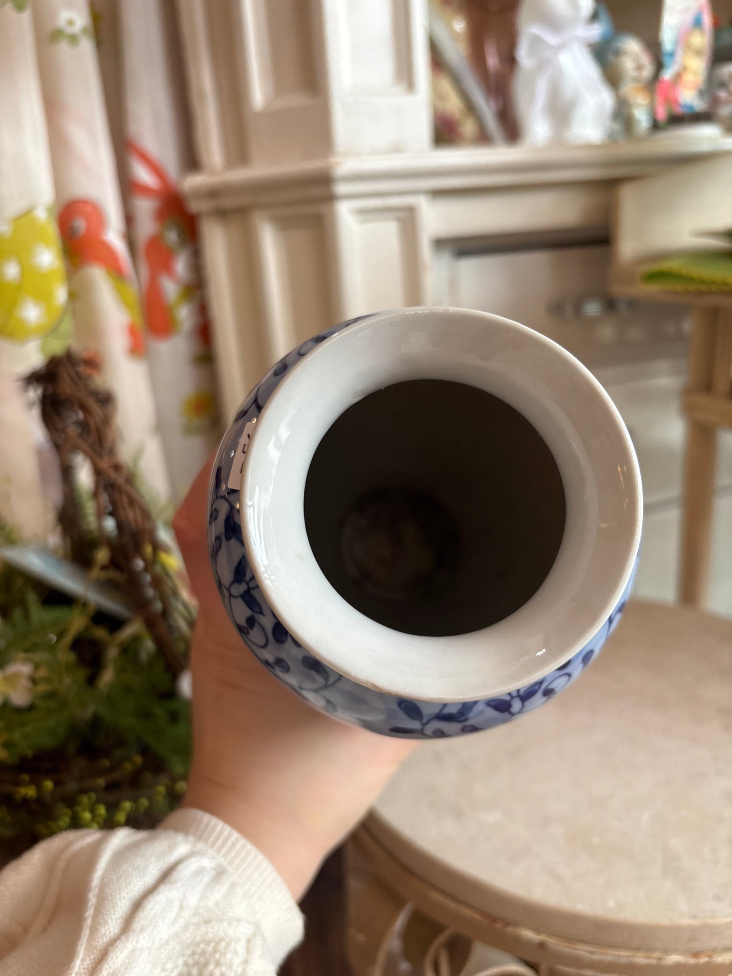 Blue and white ceramic vase