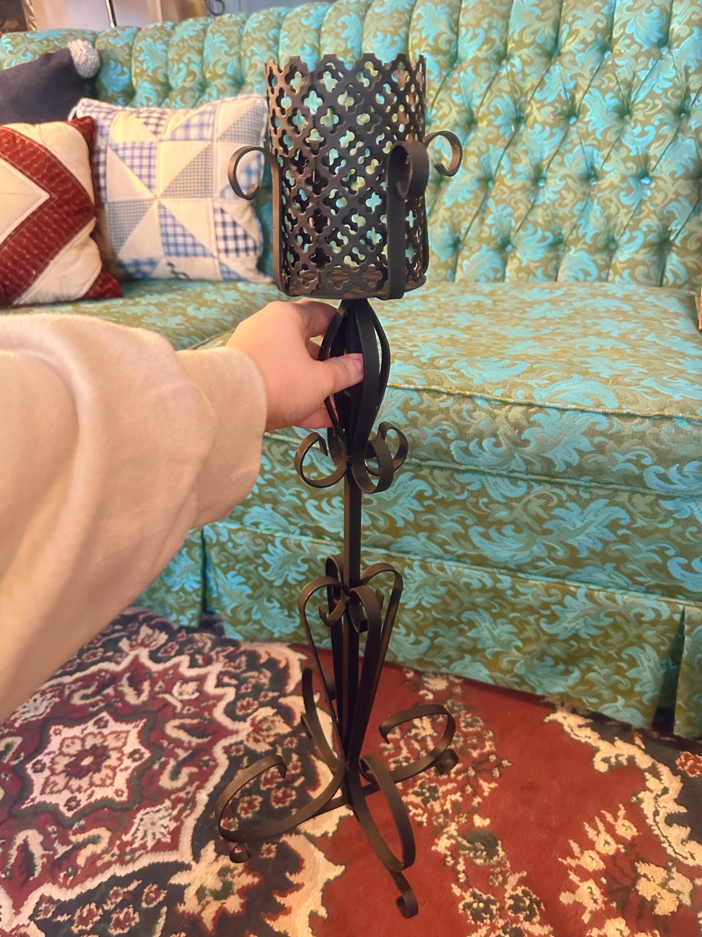 Rod Iron tall candle holder