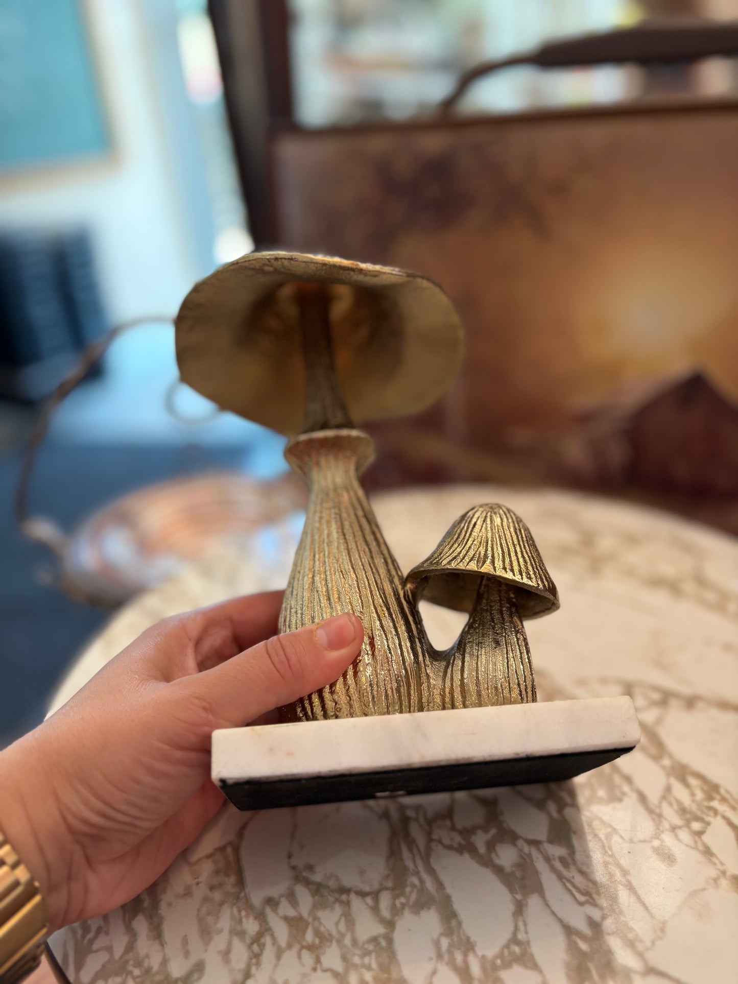 Cast Iron Mushrooms on marble base