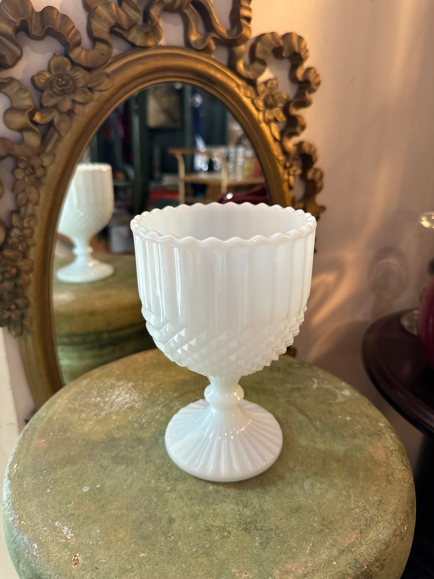 Milk Glass Pedestal Vase