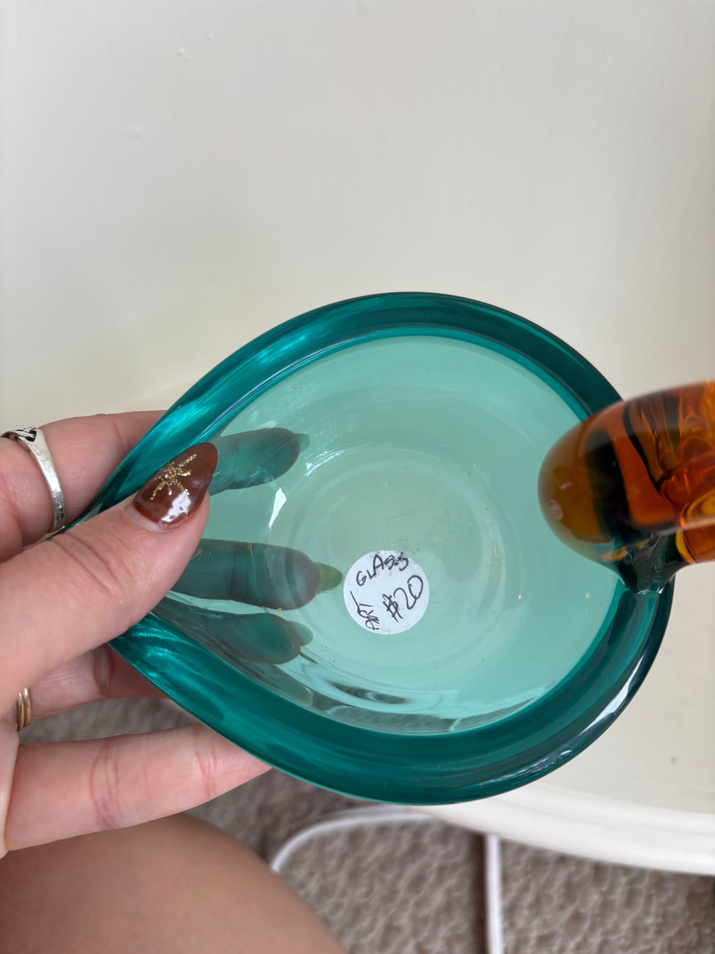 Small Art Glass Duck Dish