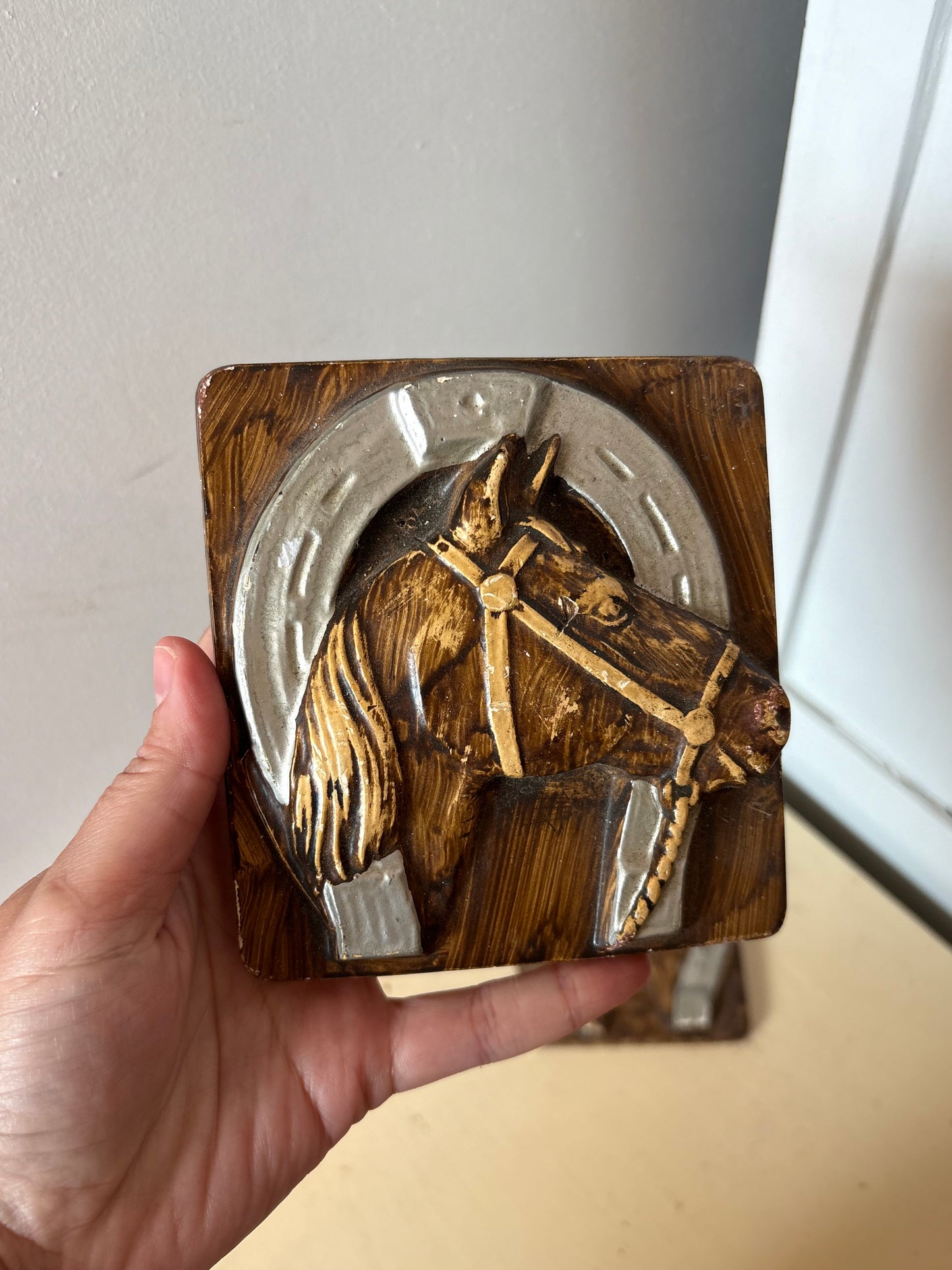 Chalkware Horse Wall Plaques - set of 2