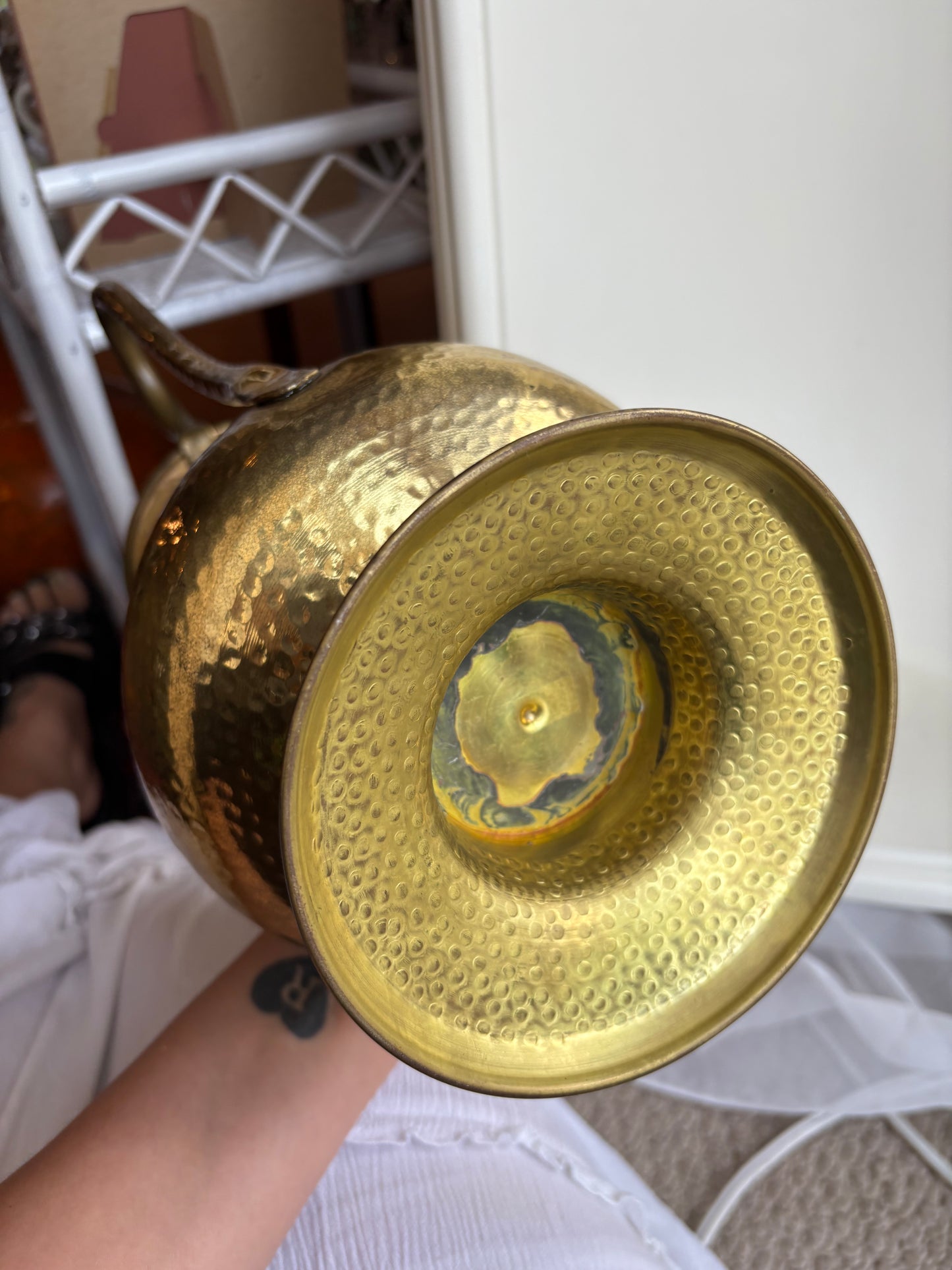 Large double handled brass vase