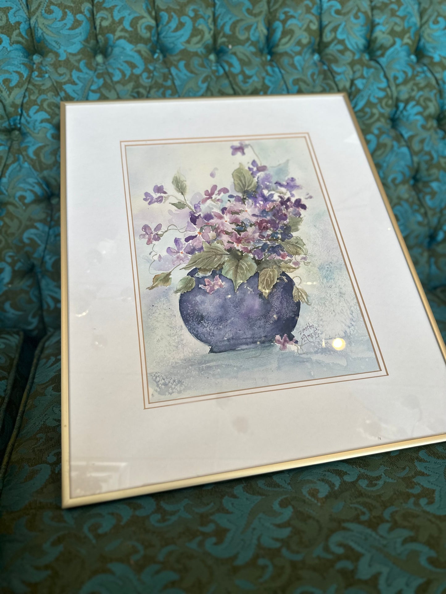 Signed & framed Dorothy Amey floral painting