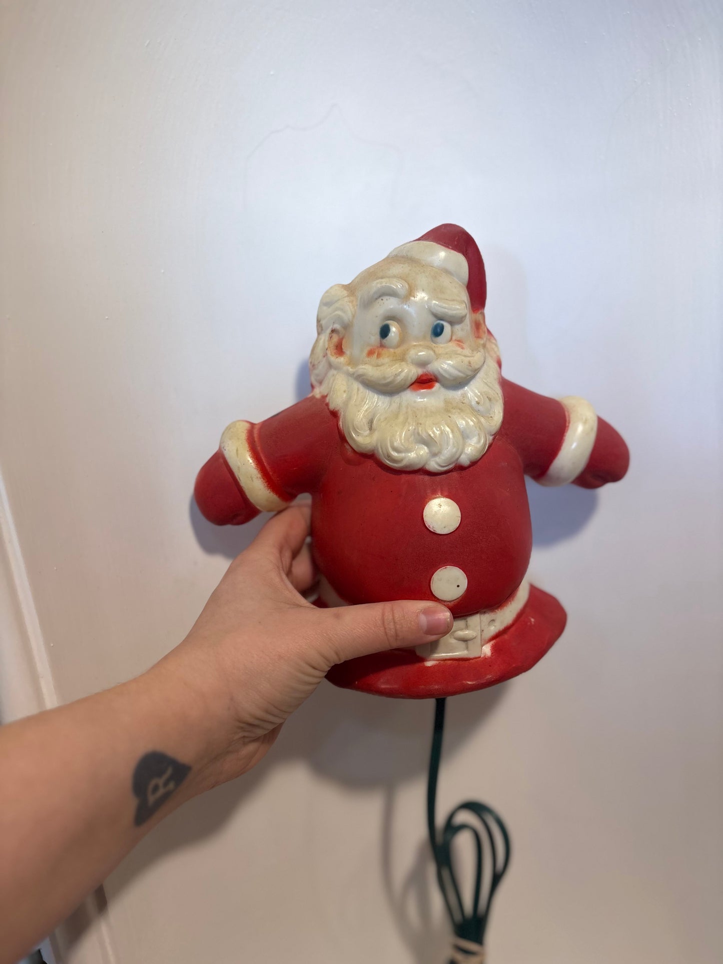 1950s Santa Glow Wall Plaque or Tree Topper