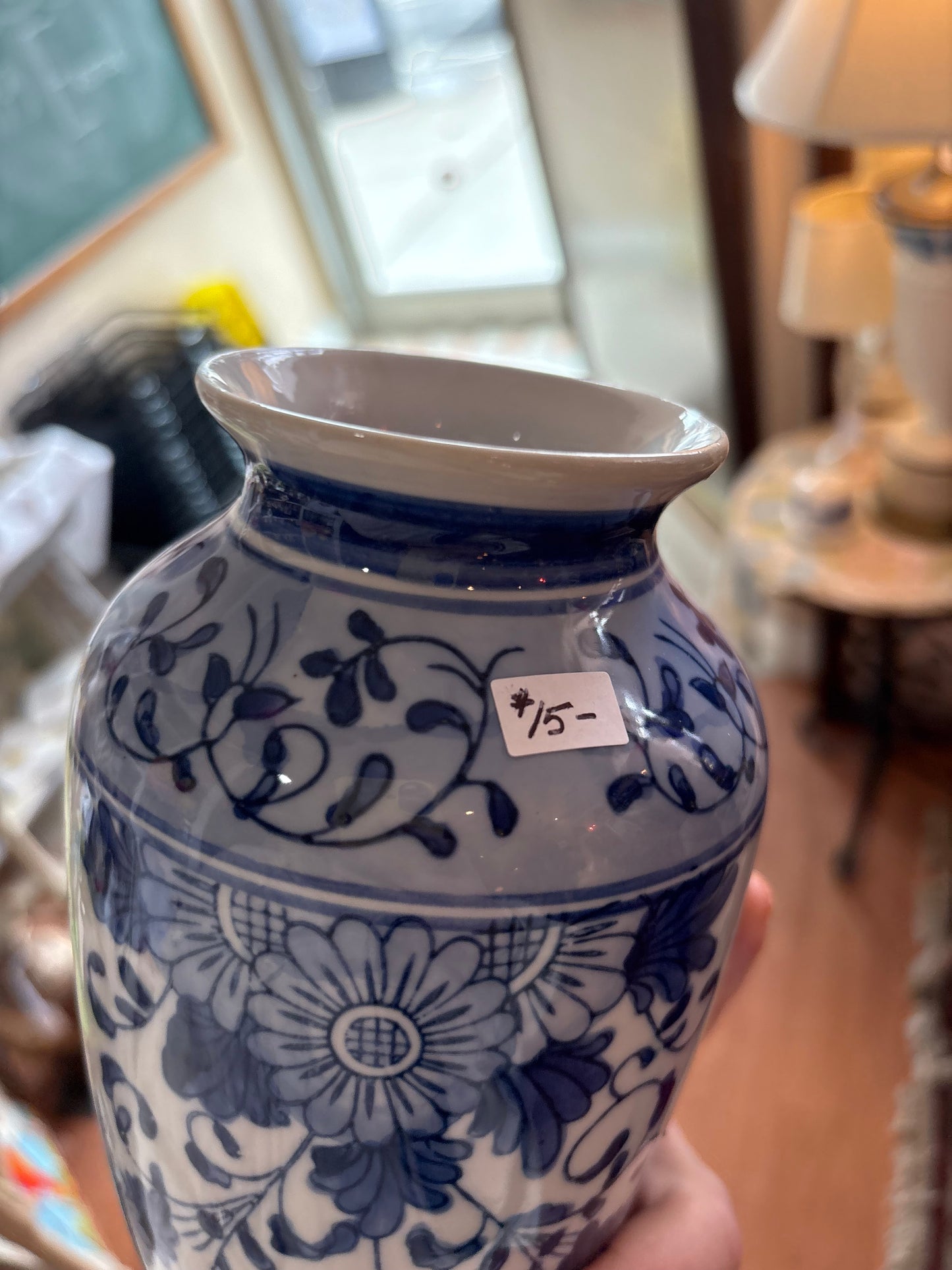 Blue and white ceramic vase
