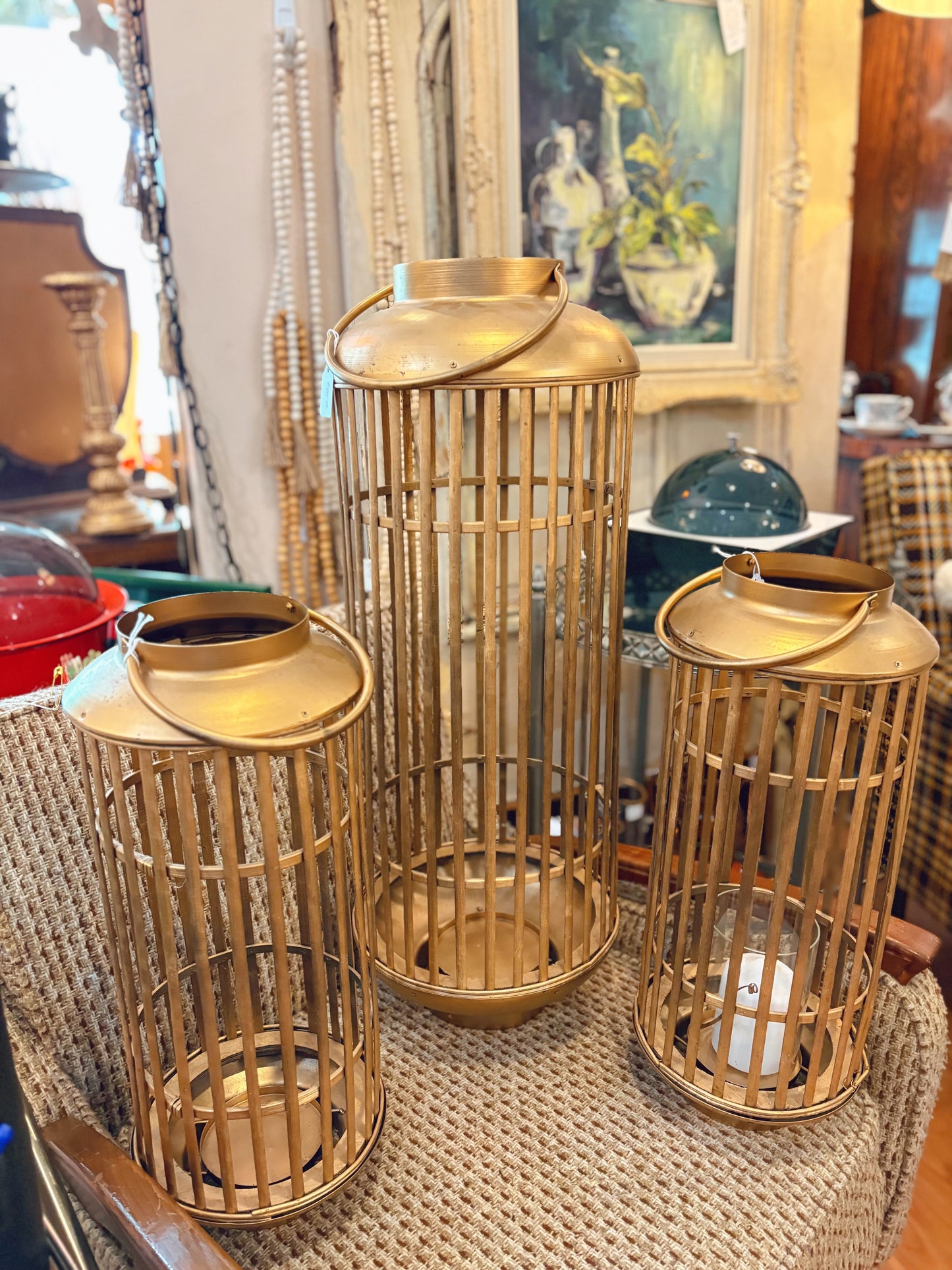Set of large bamboo lanterns