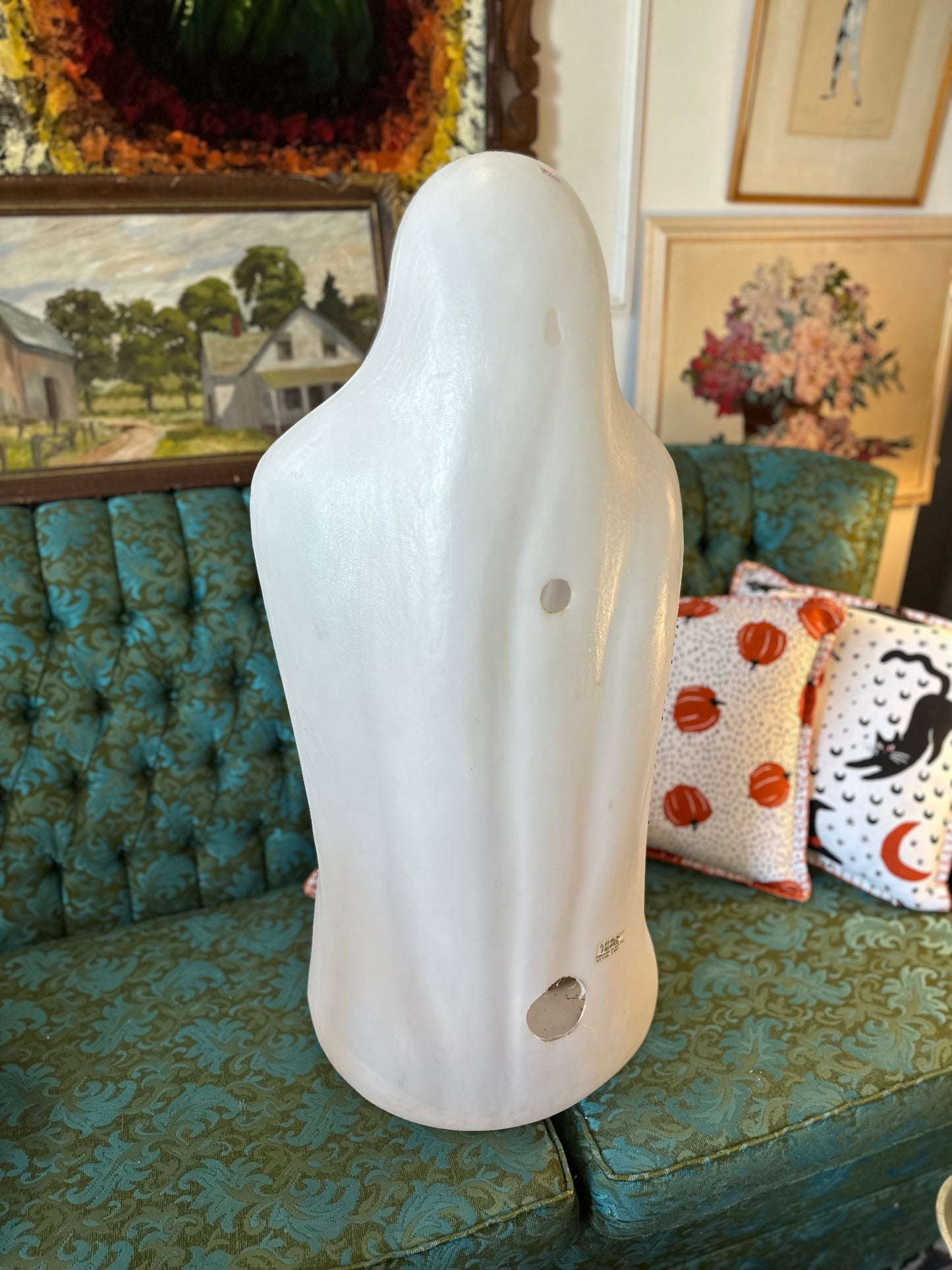 Large ghost vintage blow mold with pumpkin