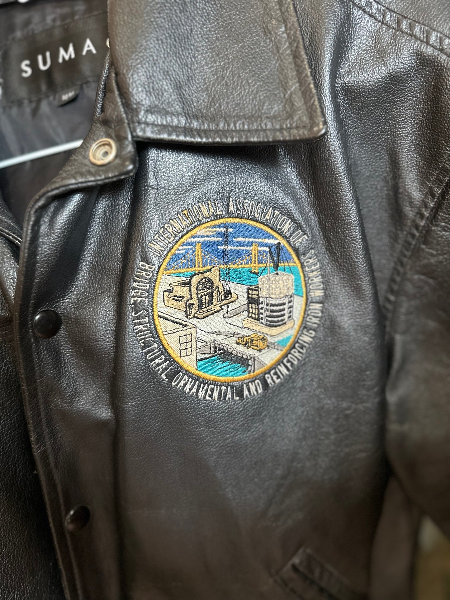 SUMAC medium leather jacket with patches - Iron Workers