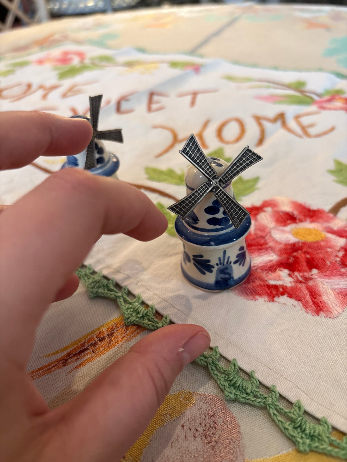 Blue & White Windmill Salt and Pepper Shaker Set