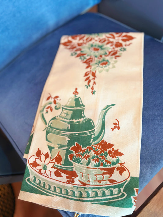 Linen Teapot & florals Tea towel #3