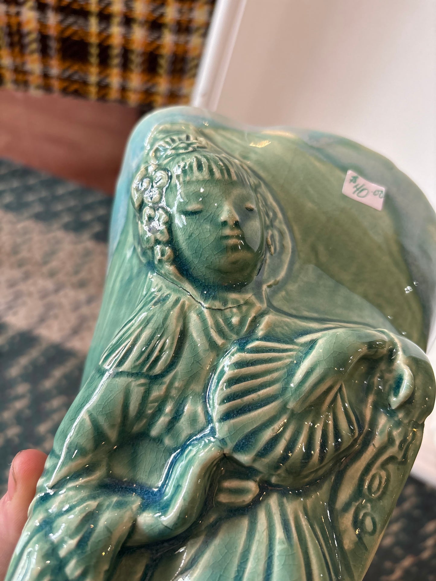 Clay pottery vase turquoise colour - marked Vancouver 94’