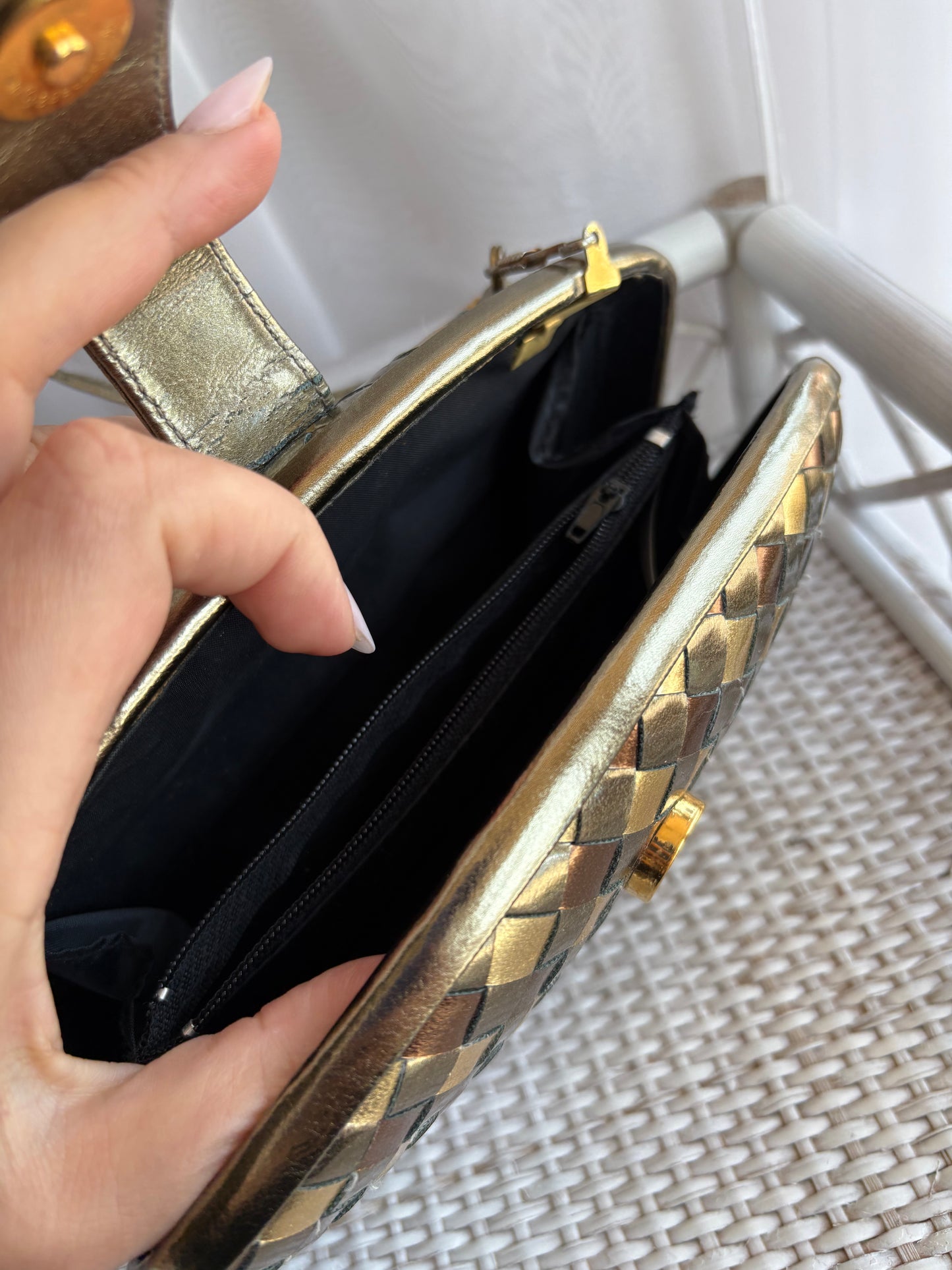 Metallic evening bag