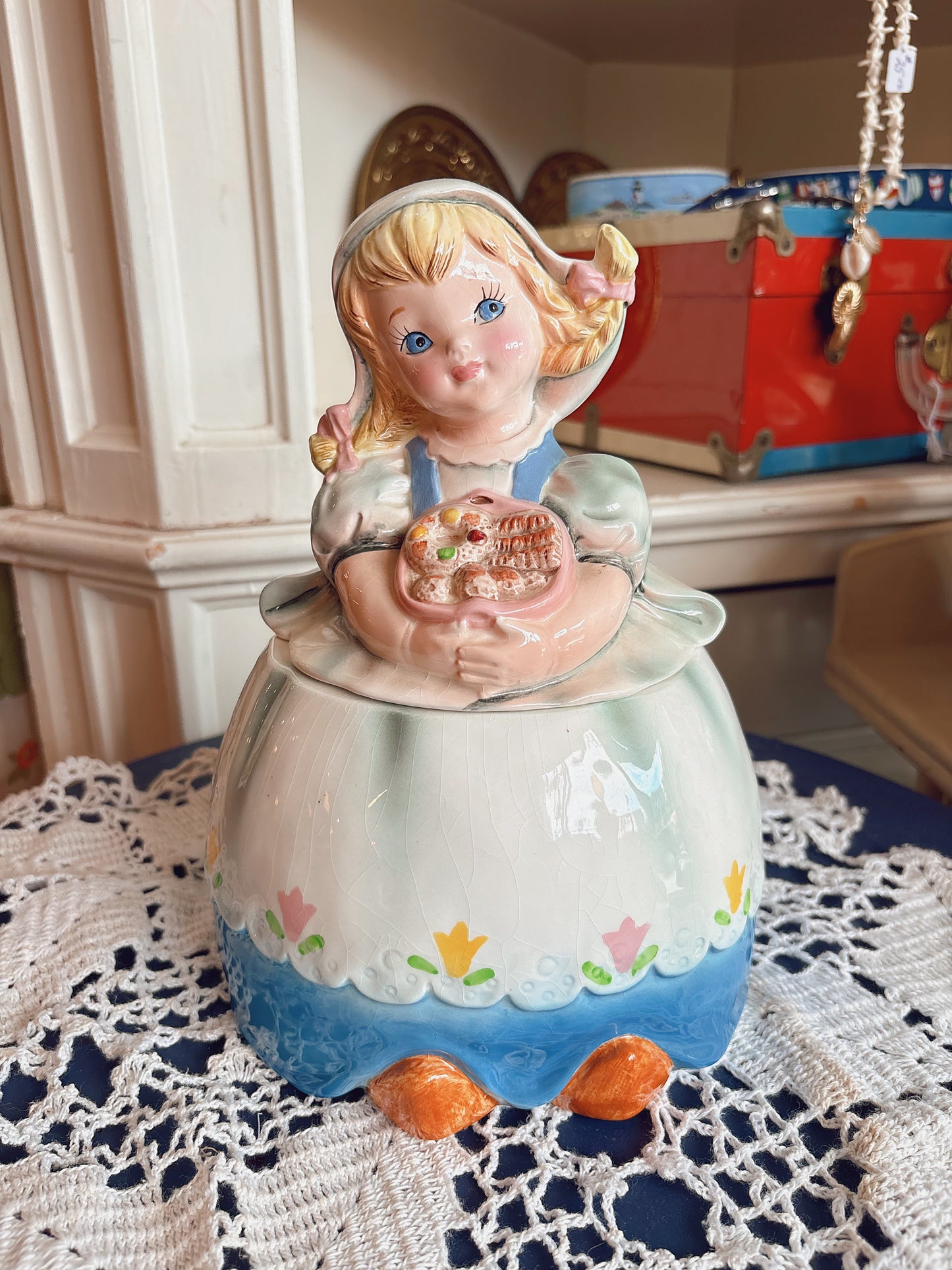 Lefton 1950s Dutch Girl Cookie Jar - made in Japan