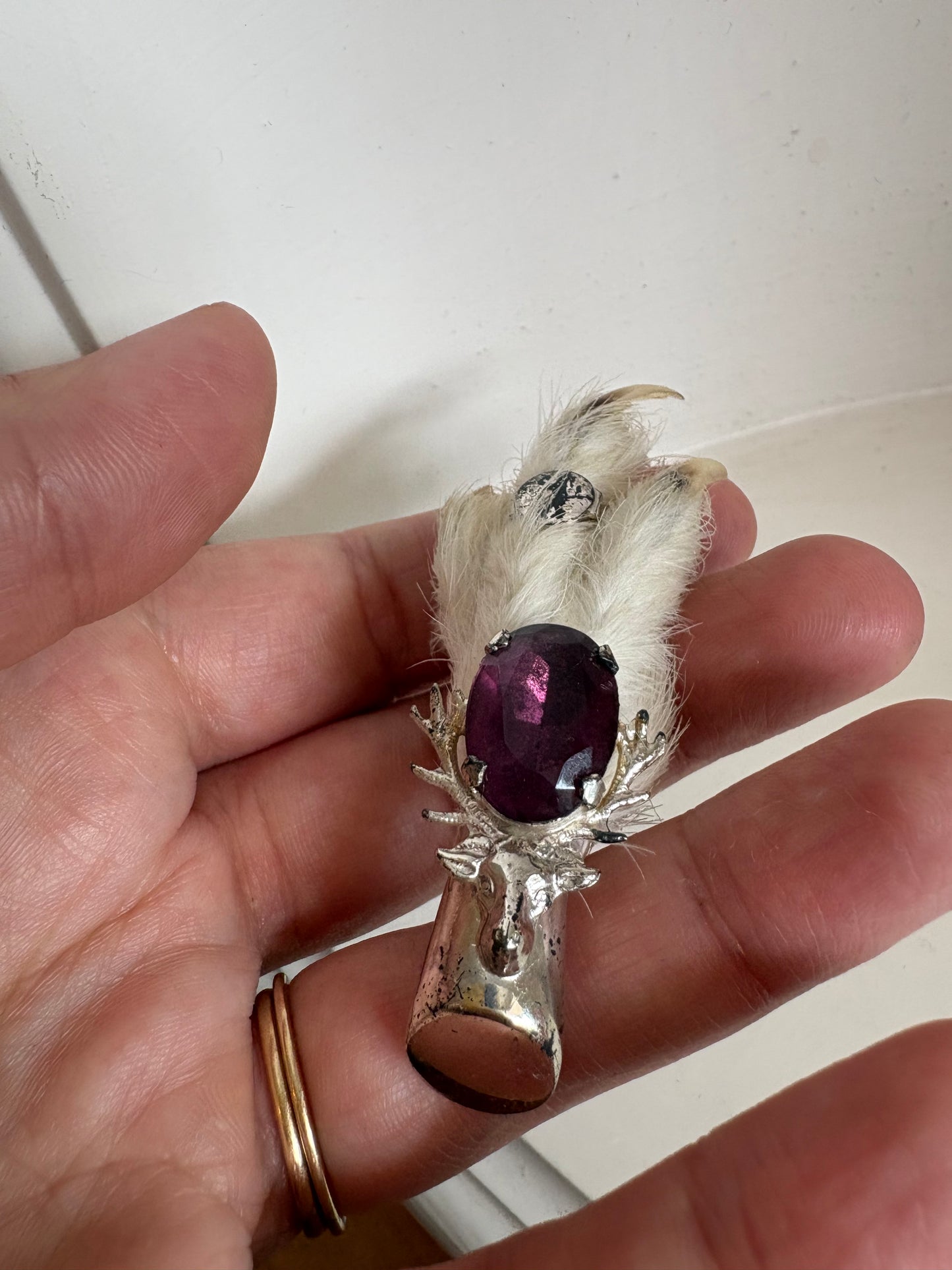 Brooch #5 - silver & Rabbit foot