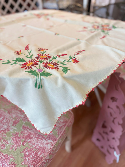 Red Floral Square tablecloth 35x35