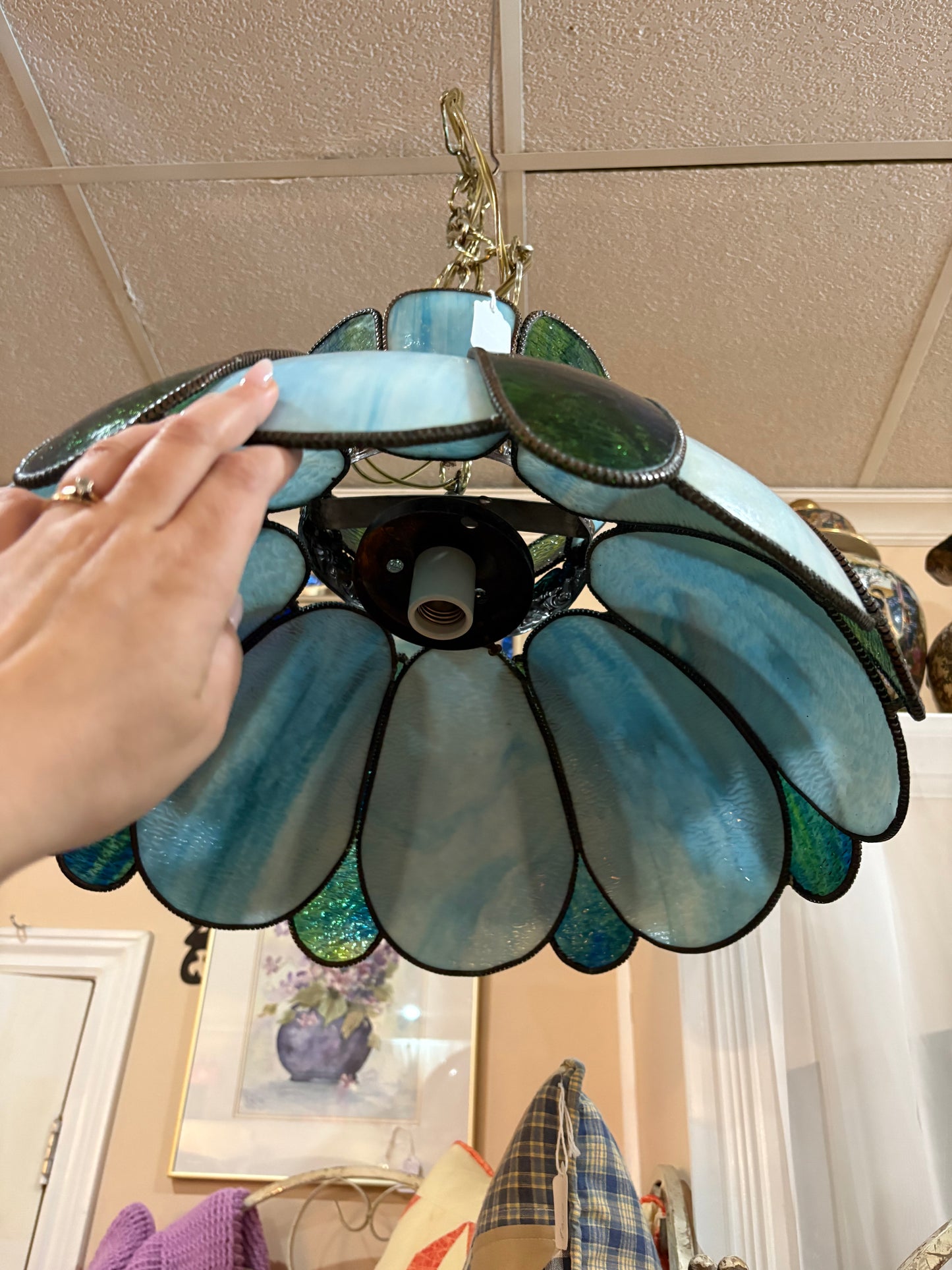 Stained Glass Lamp - Blue & Green