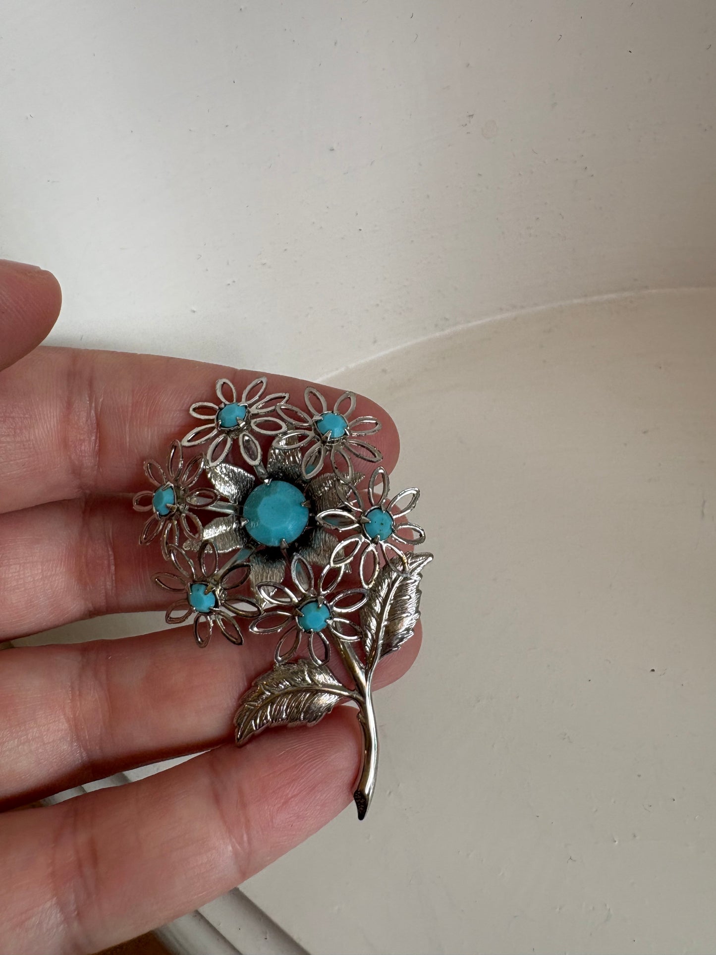 Brooch #9 - blue & silver flower