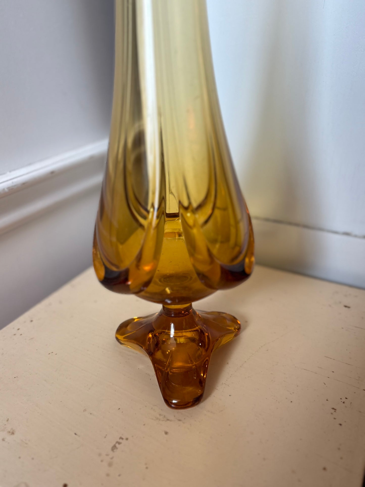 31 1/2 inch tall Amber Swing Vase