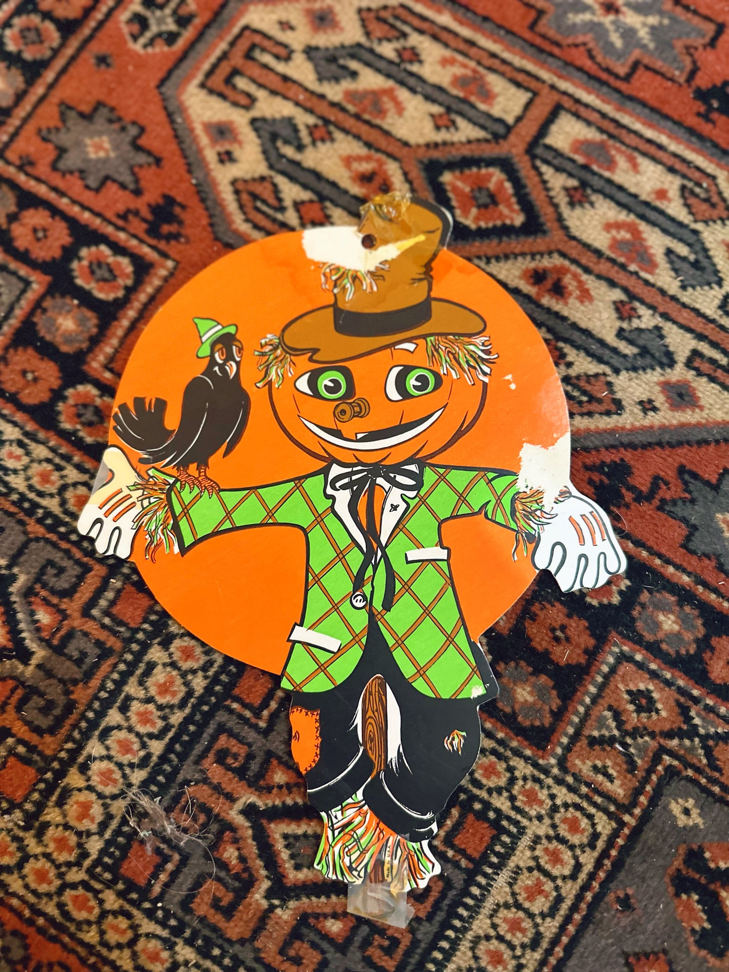 Vintage pumpkin scarecrow cutout