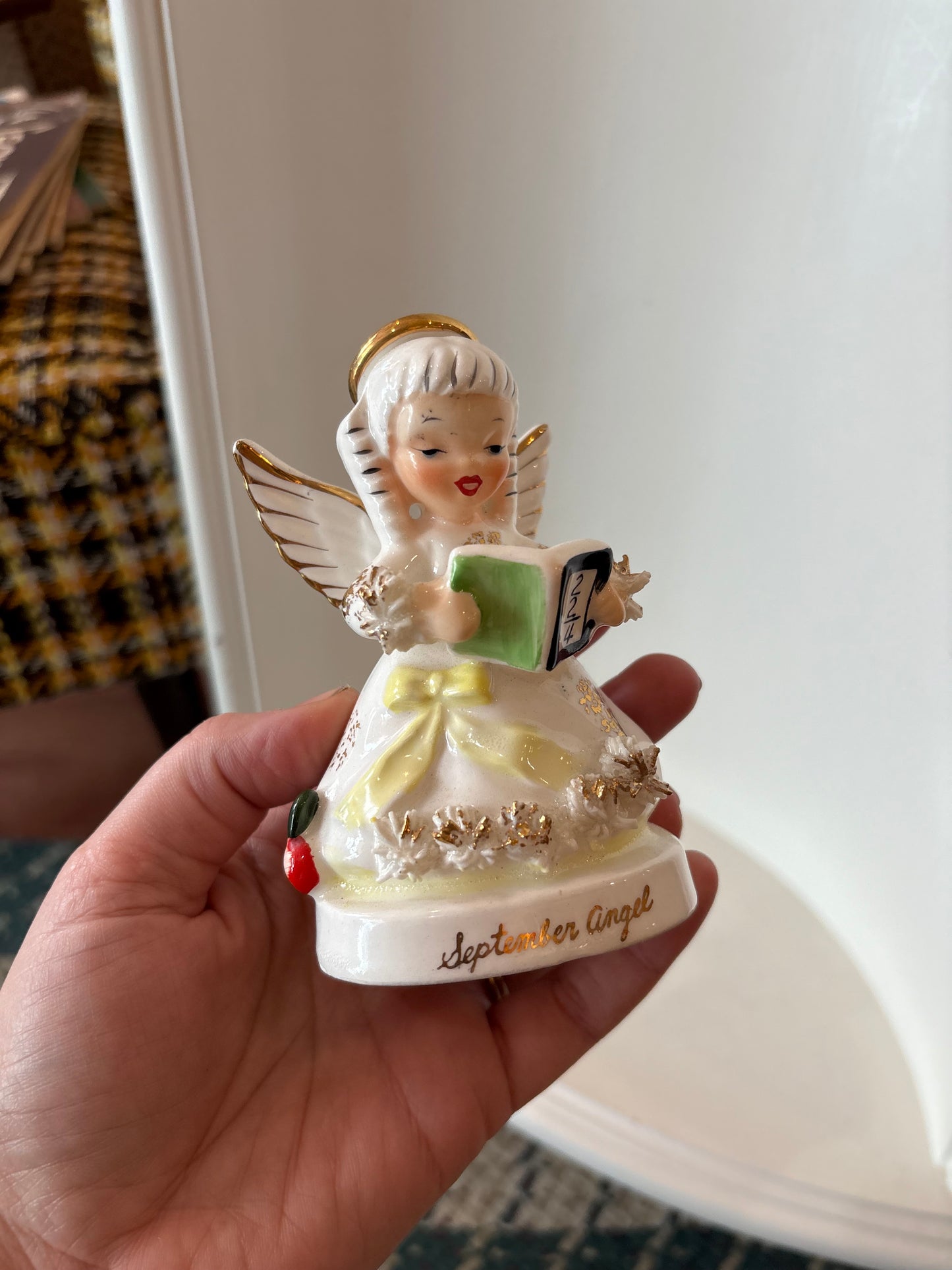 Napco Giftcraft September Birthday Girl Angel - made in Japan