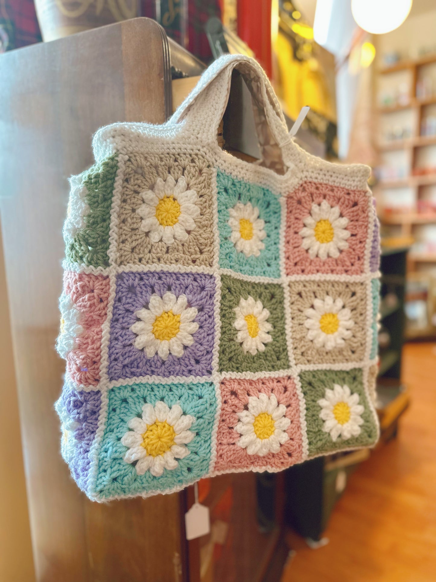 Large handmade crochet flower bag