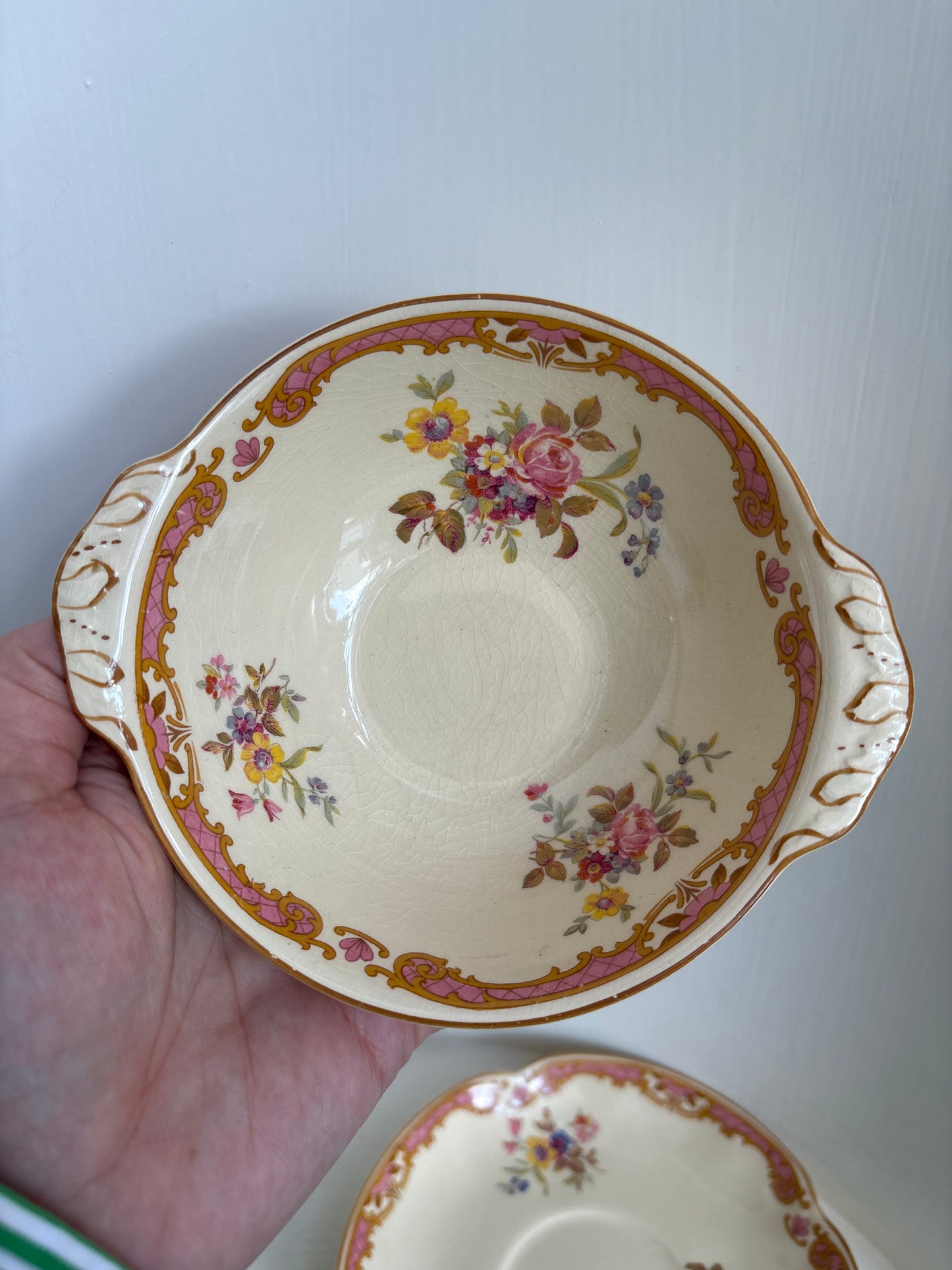 Victorian Johnson Bros England Serving Set - Bowl & Saucer