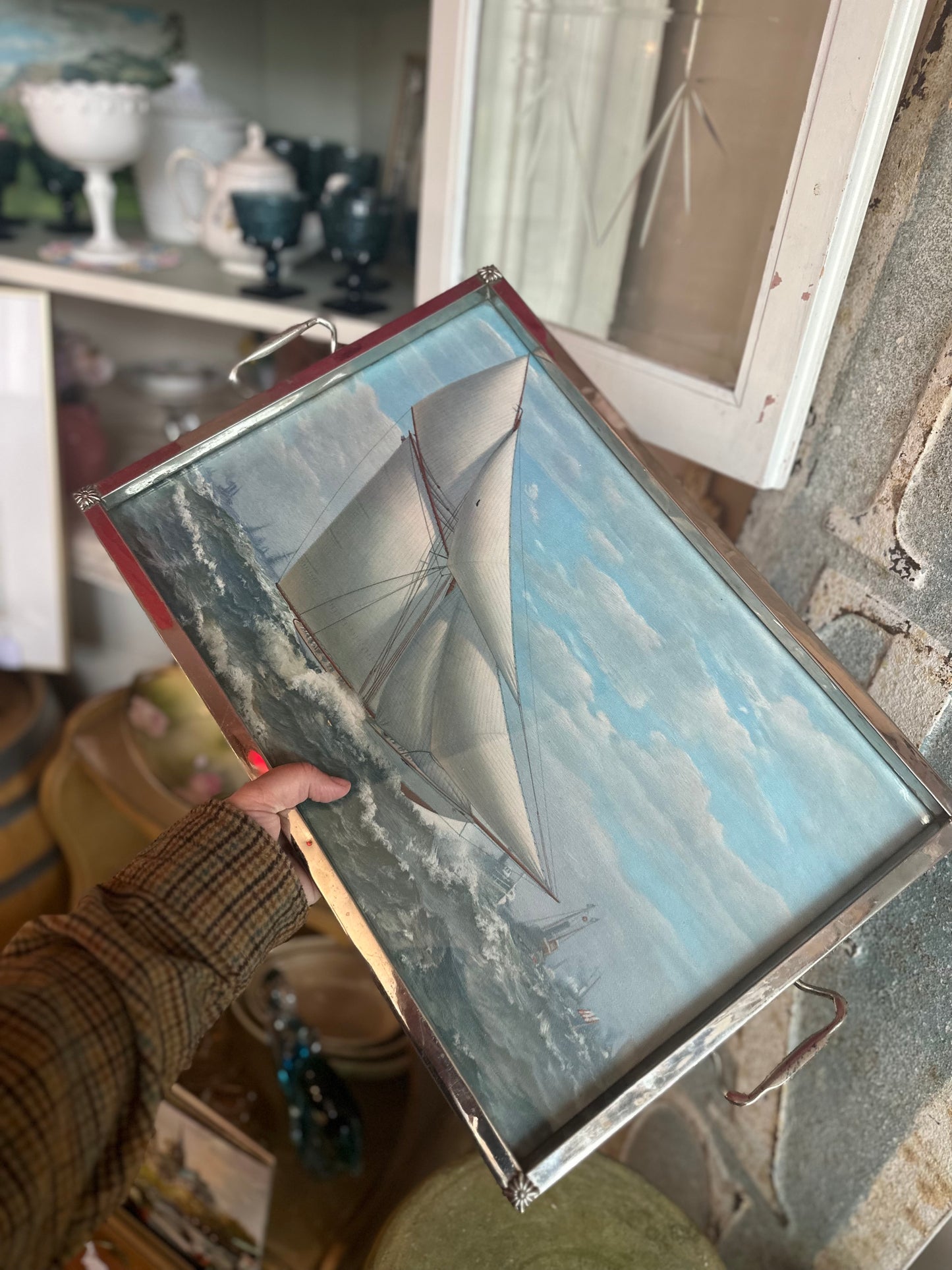 Silver Plate Ship Tray