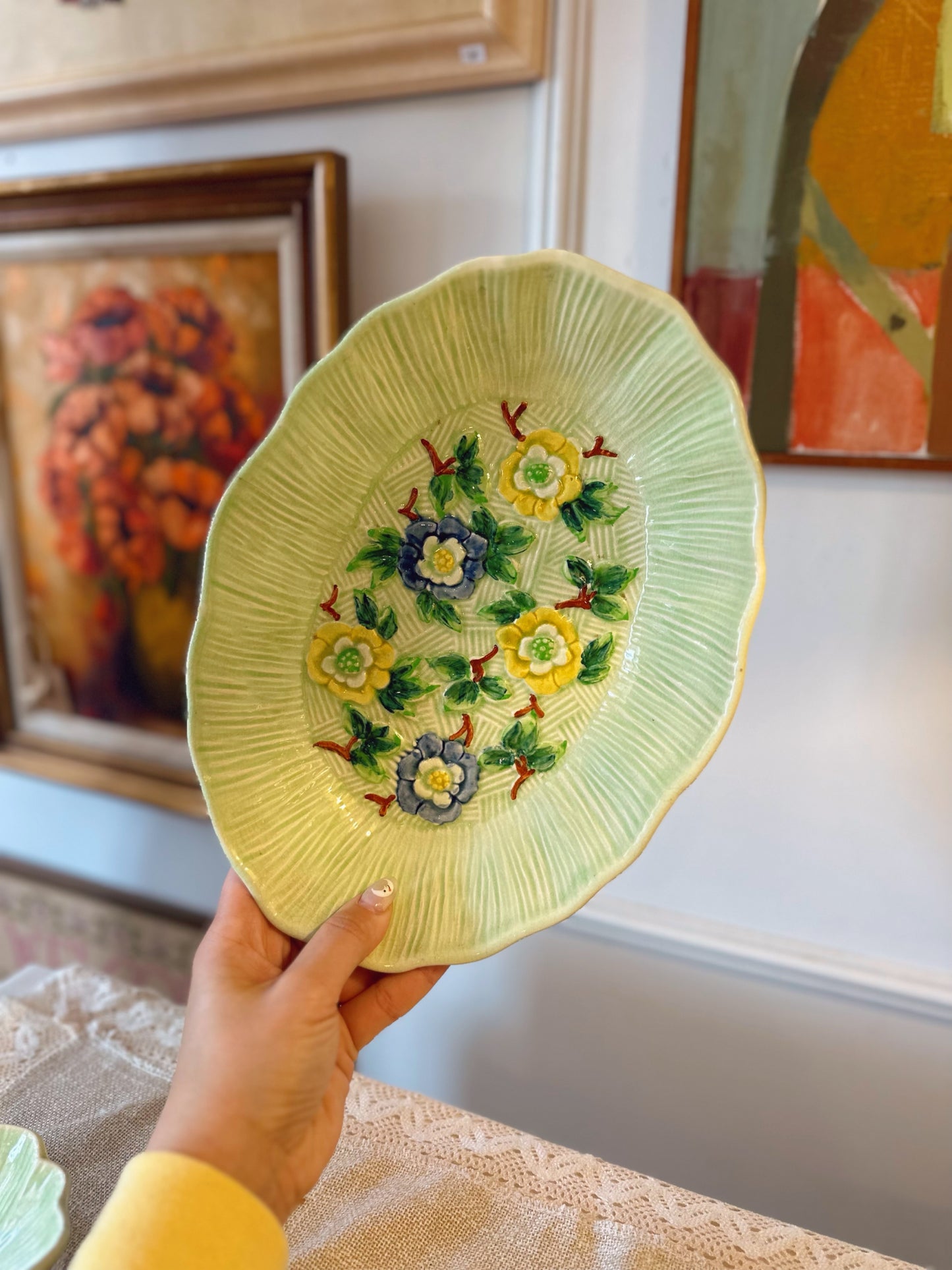 Lancaster England floral pottery bowl