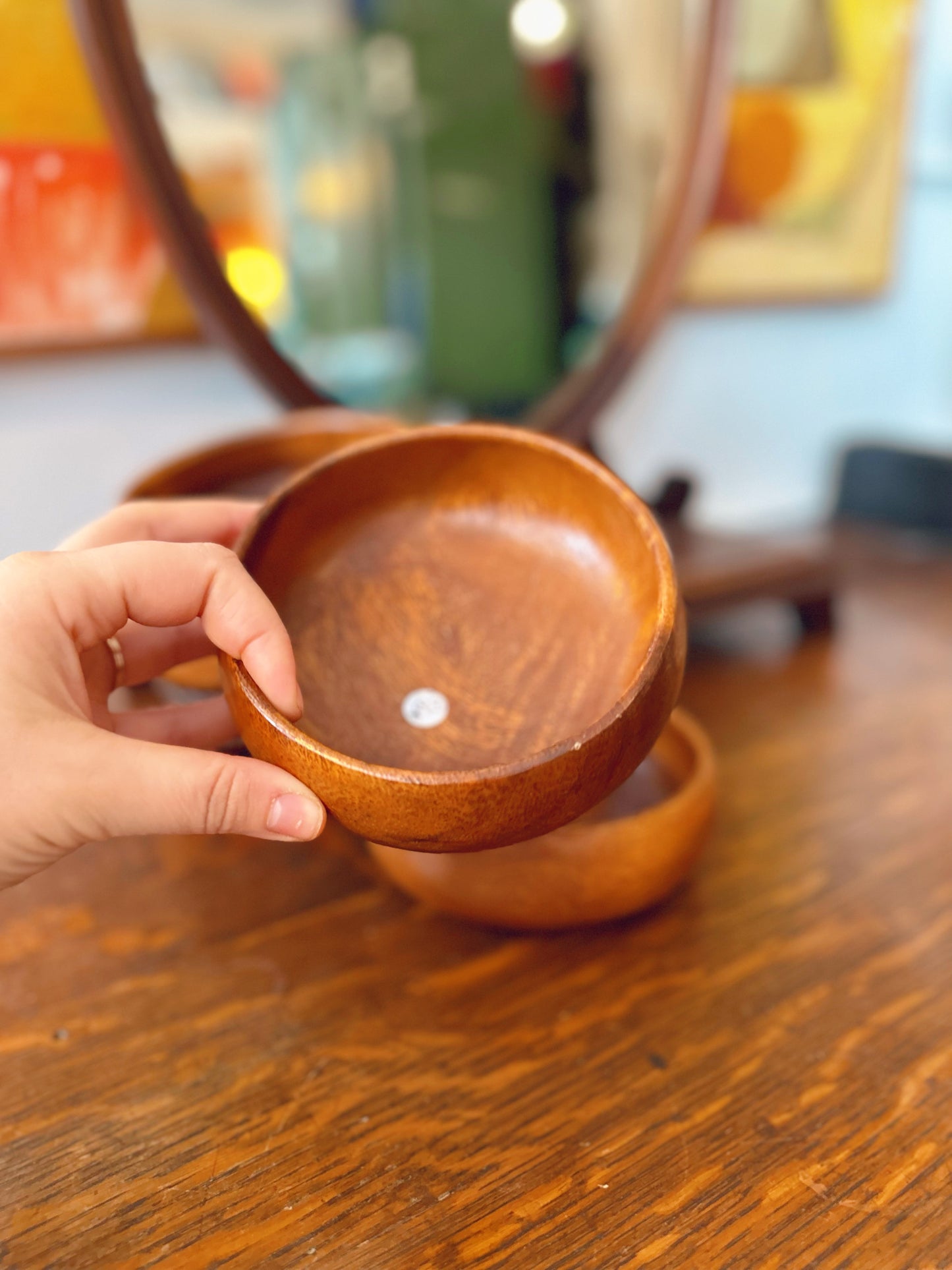 Set of 4 wood small bowls