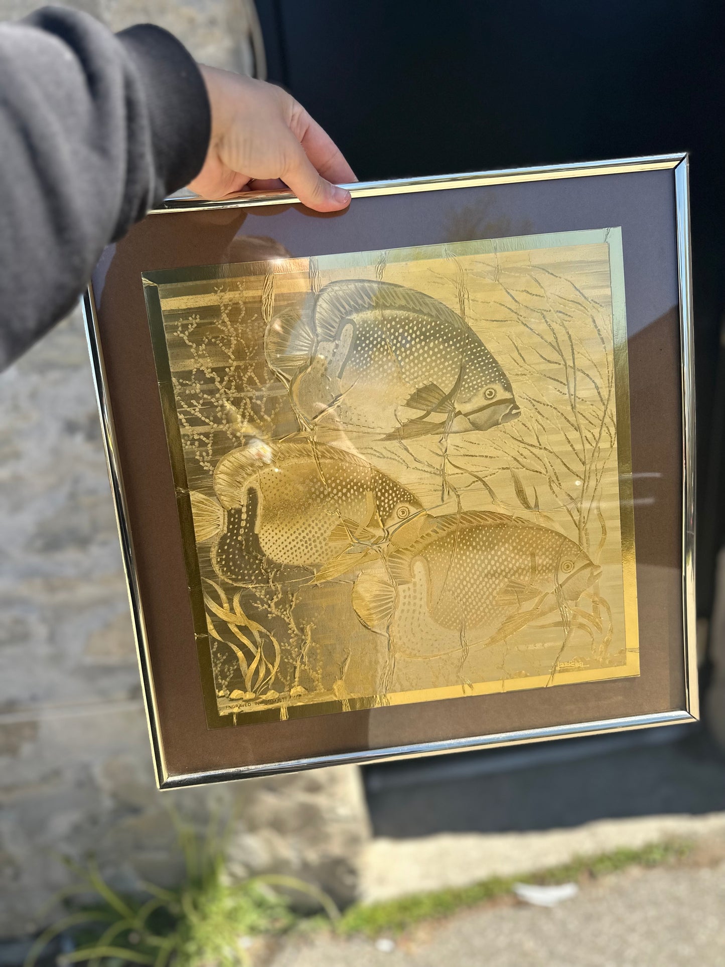 Engraved in France foil art - framed