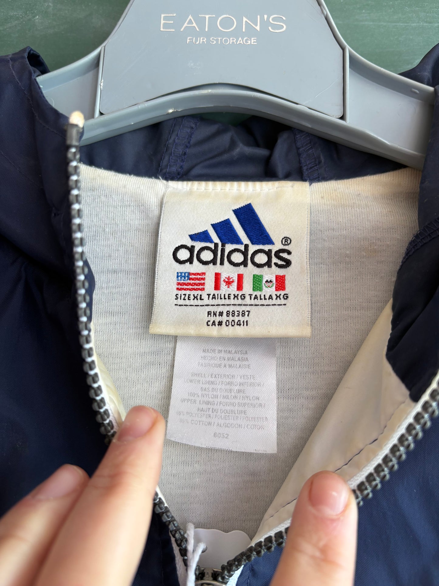 Vintage Adidas Full Zip Jacket RN# 88387 CA# 00411 Size XL