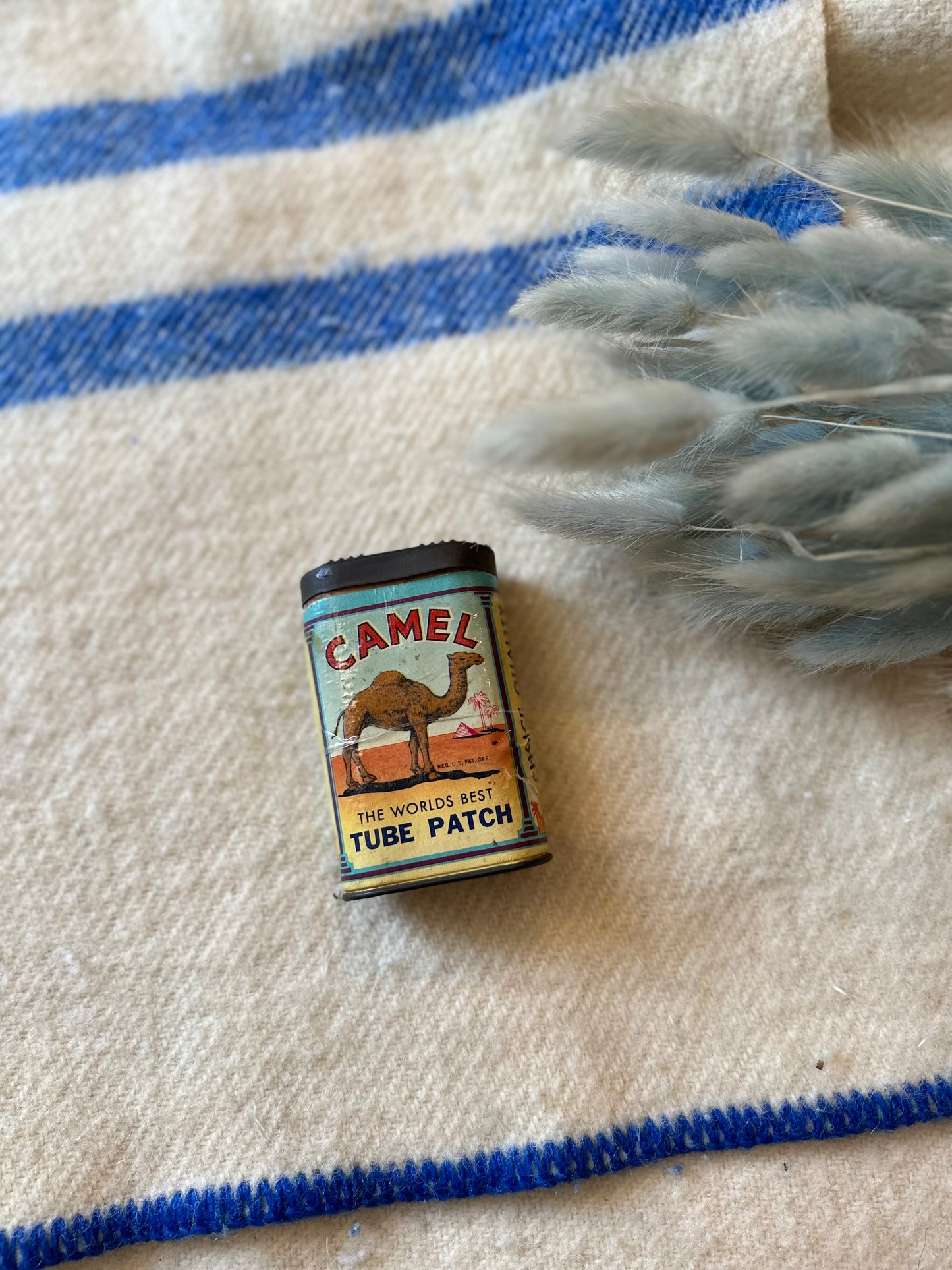 Camel Tube Patch vintage tin