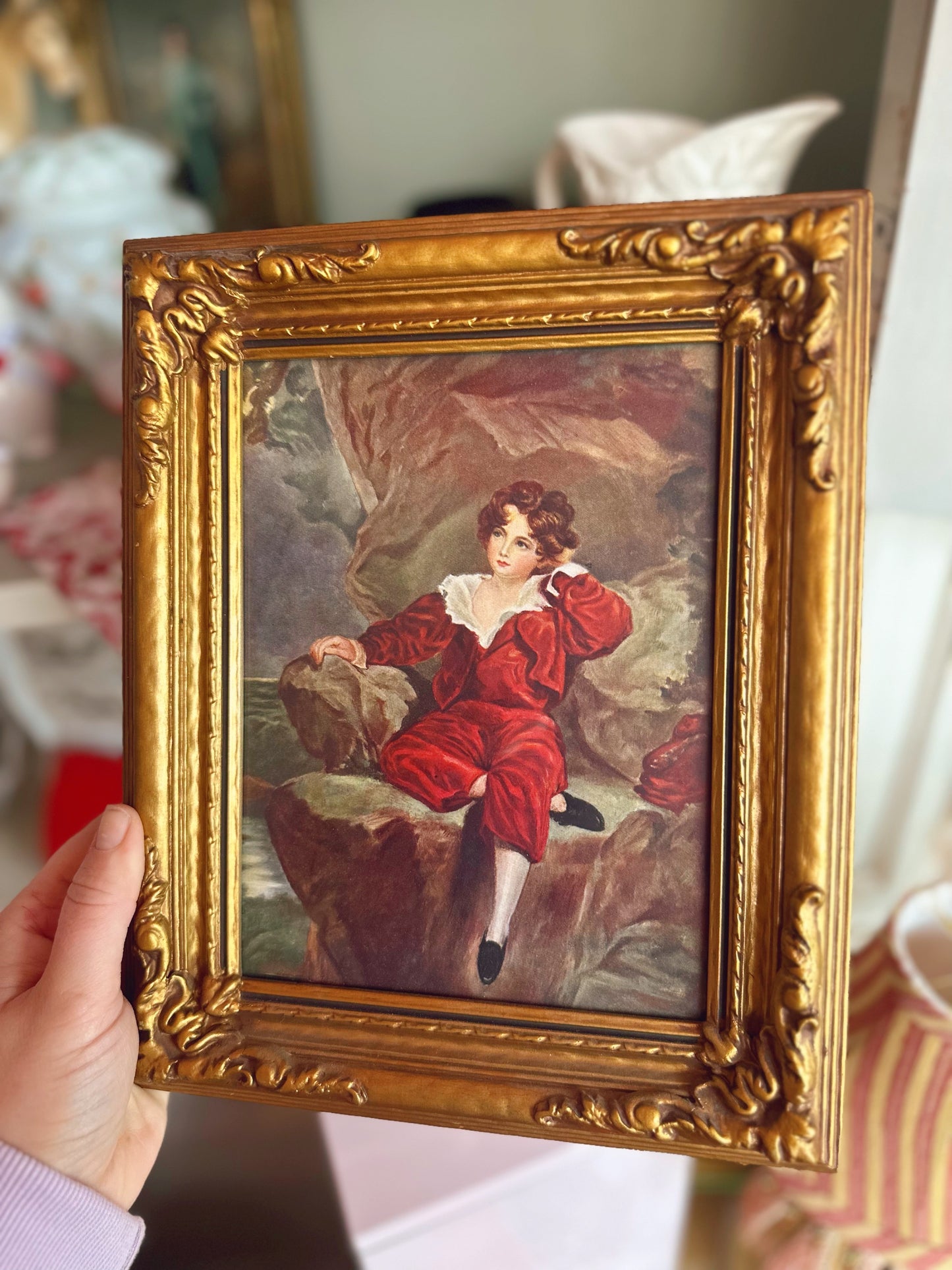 “The Red Boy/ Master Lambton” Vintage print in vintage gold frame