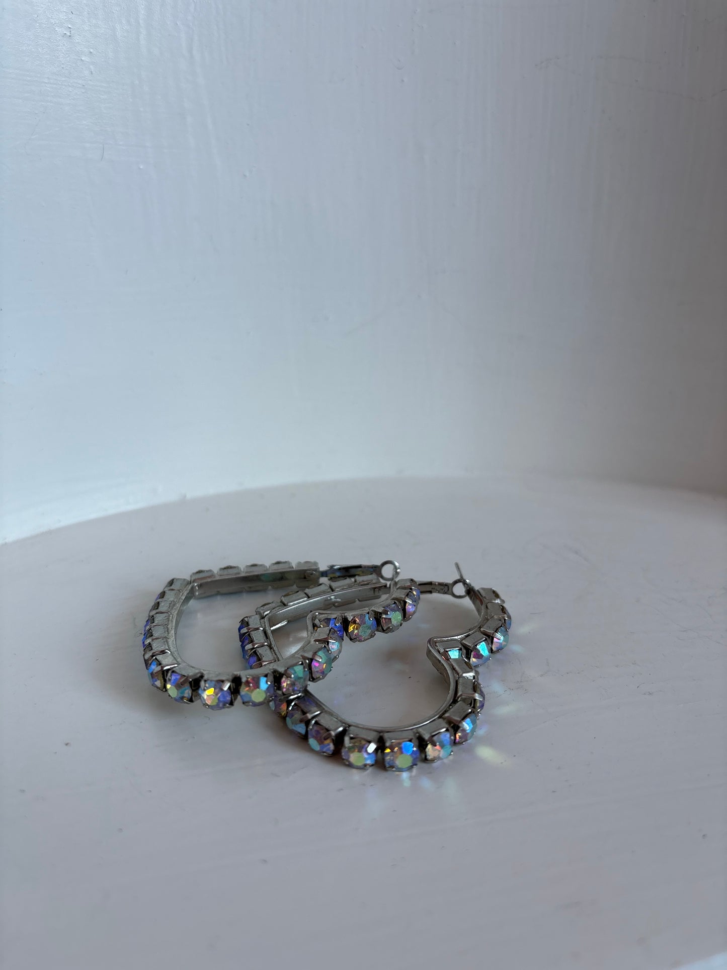 Heart rhinestone hoop earrings
