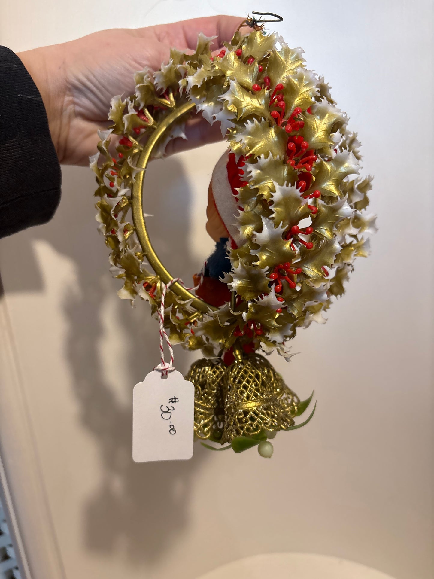 Vintage Elf in hanging Mistletoe