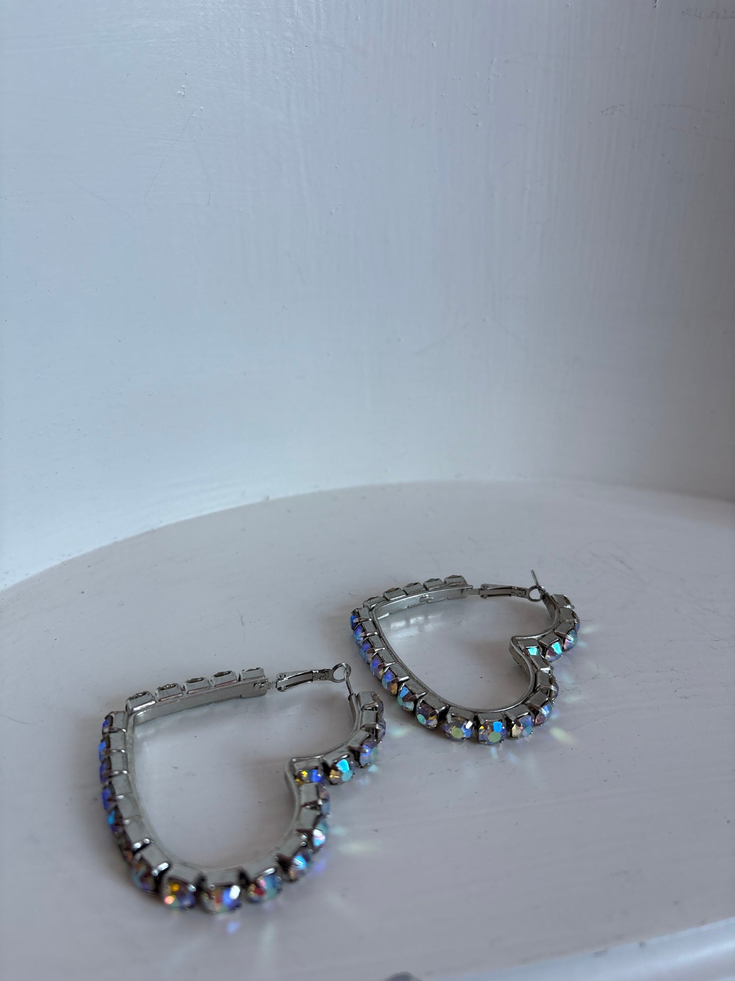 Heart rhinestone hoop earrings