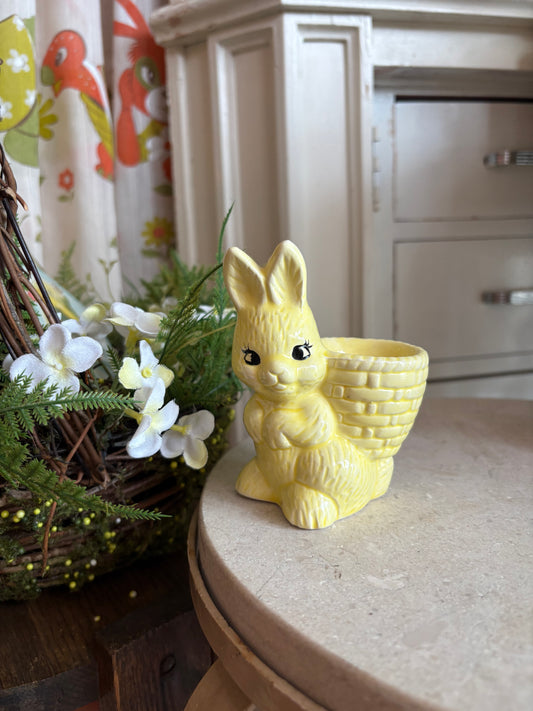Yellow bunny ceramic egg cup