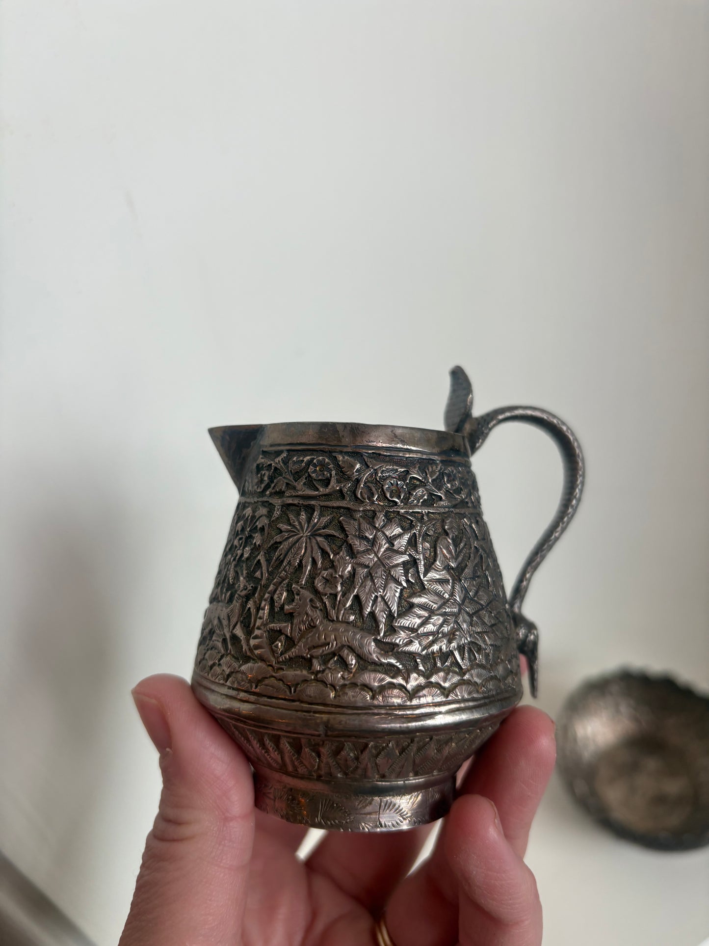 Antique Persian Silver Pitcher and bowl .925 - 19th century