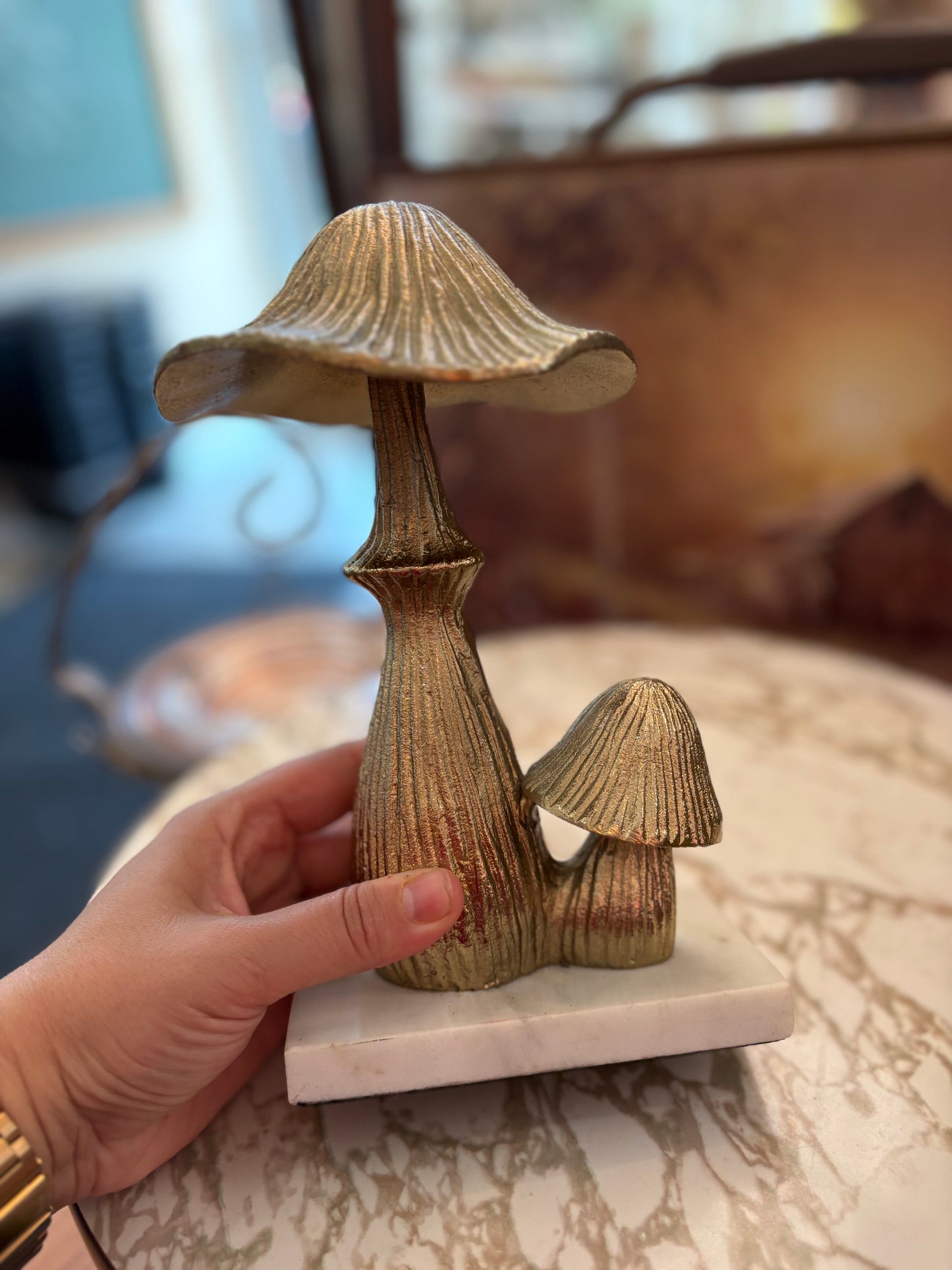 Cast Iron Mushrooms on marble base