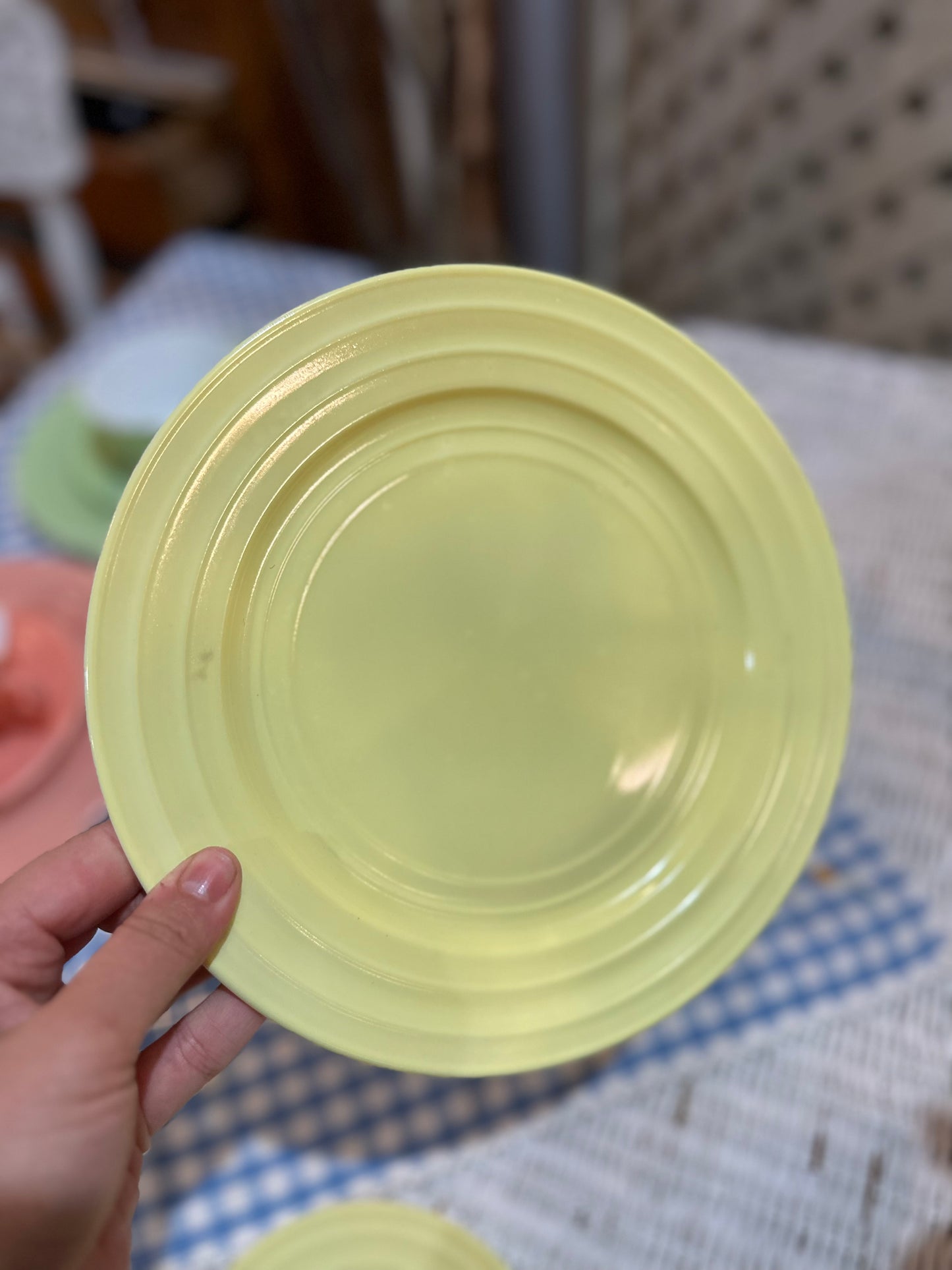 Set of 12 Hazel Atlas Moderntone Pastel dishes 1940s