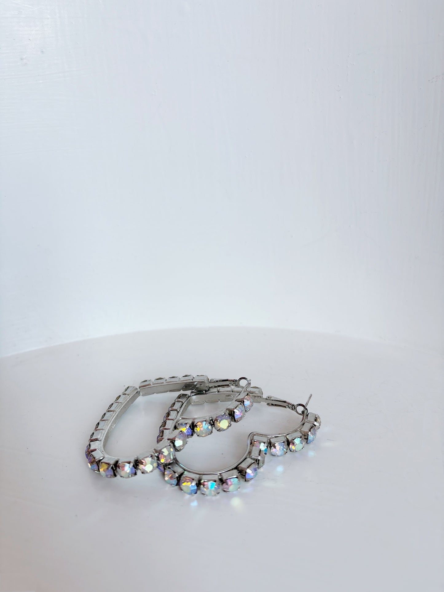 Heart rhinestone hoop earrings
