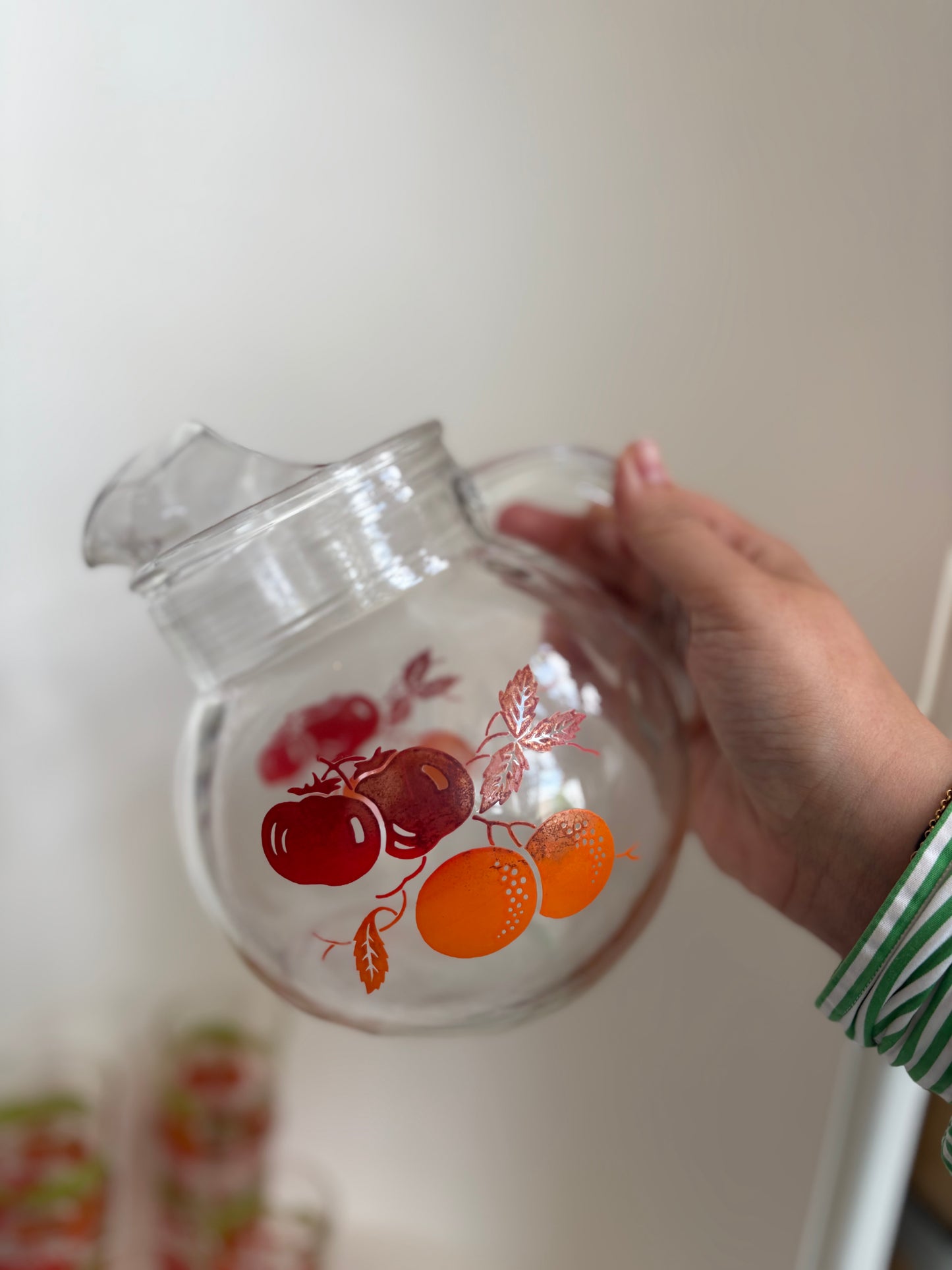 Tipped juice jug & 6 glass set - Tomatoes & Oranges