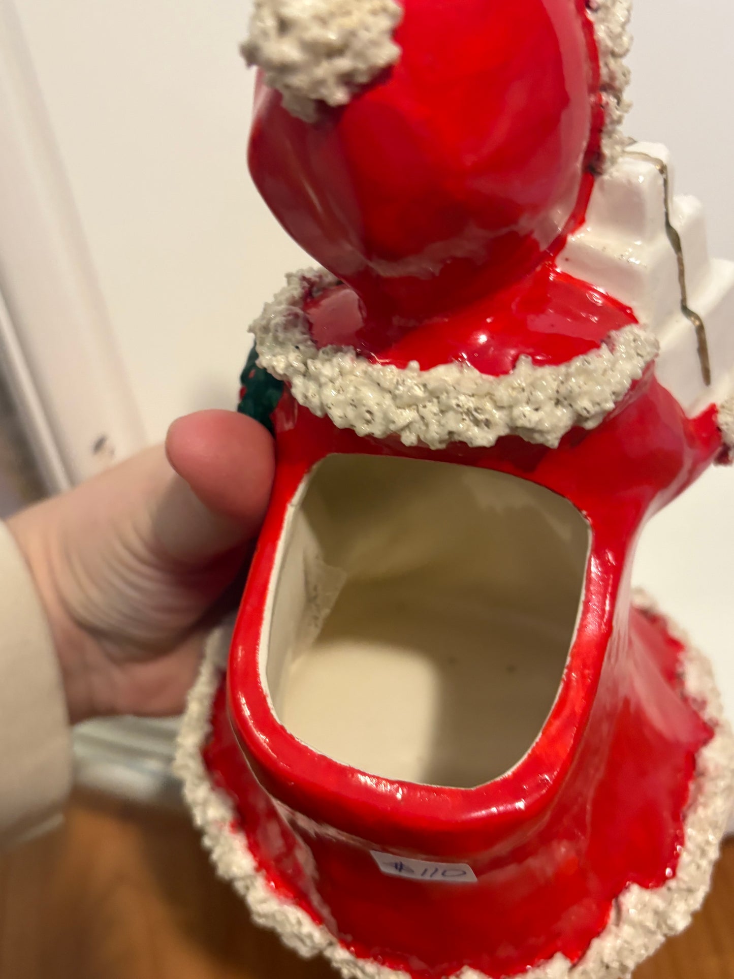 Christmas Shopping girl planter  with presents and wreath