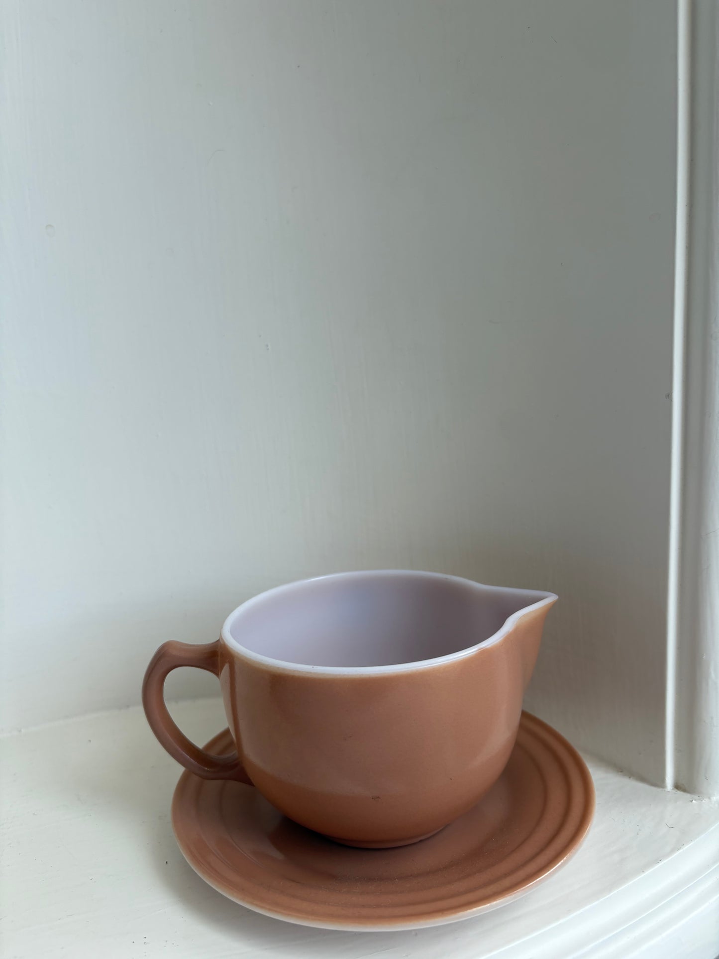 Hazel Atlas Pink Creamer with Saucer